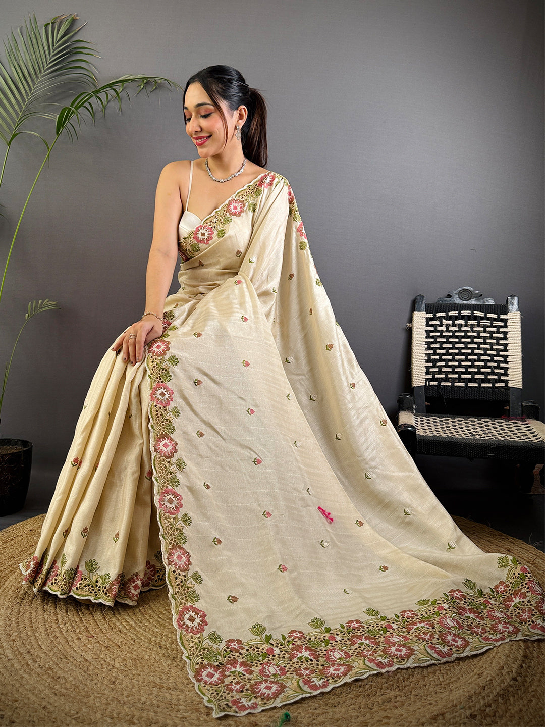 RoseAura Tussar Ghicha Saree by My Store