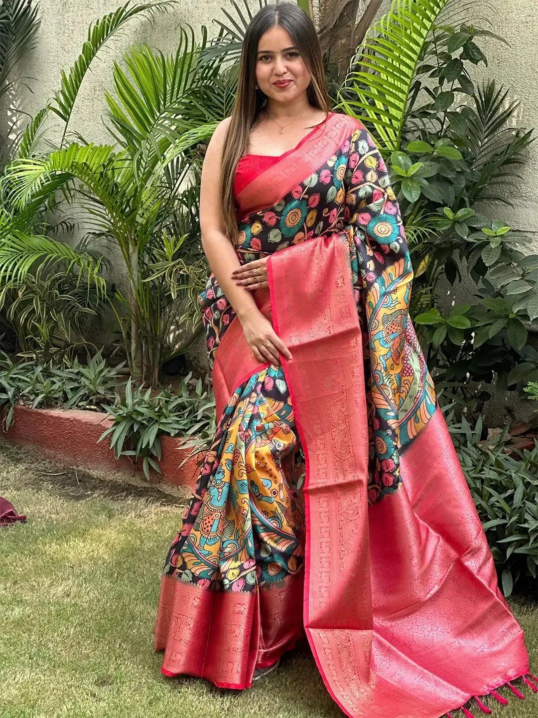 Soft Silk Kalamkari Digital Print Saree