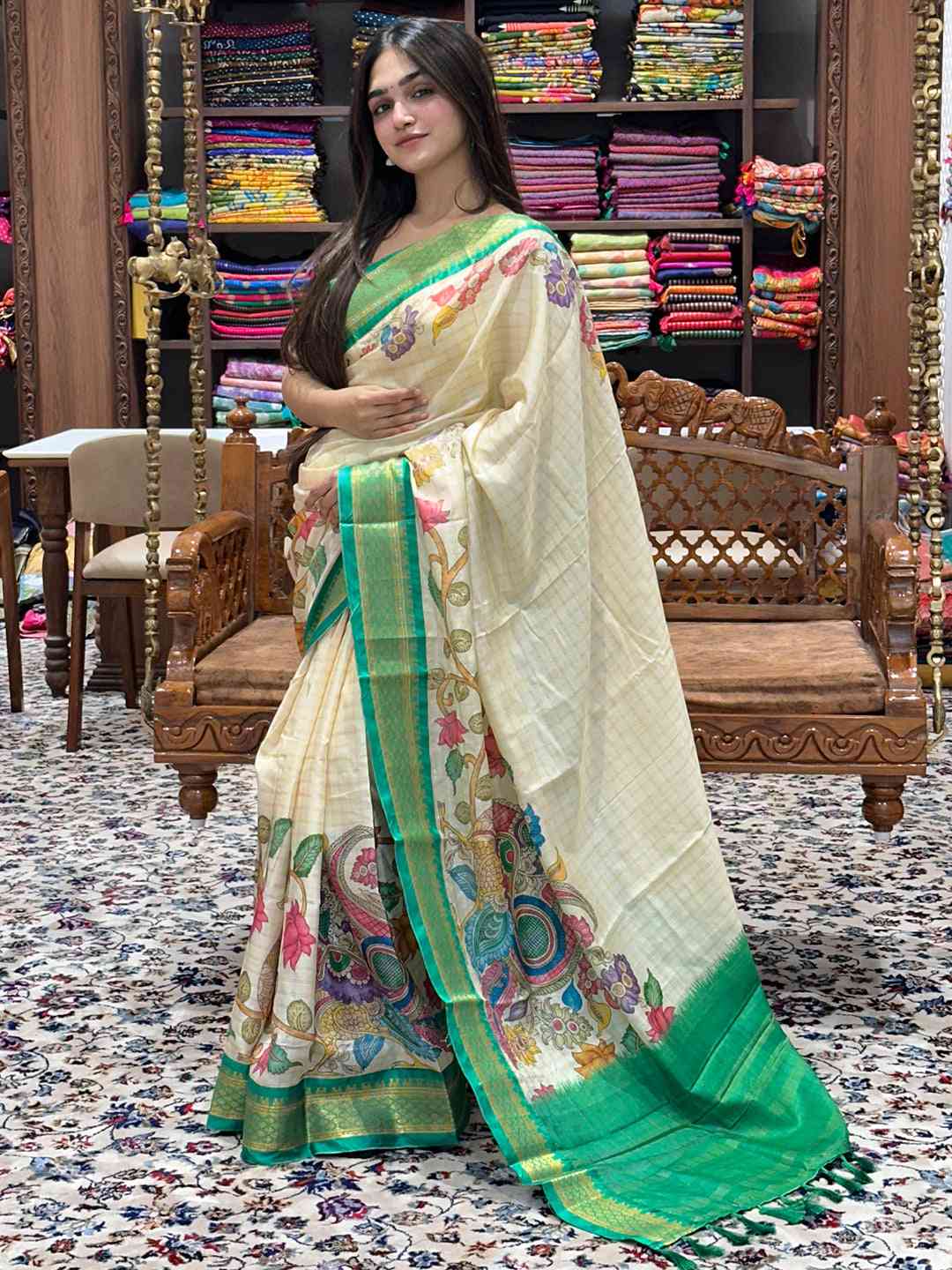 Rama Uppada Kalamkari Digital Print Saree by My Store