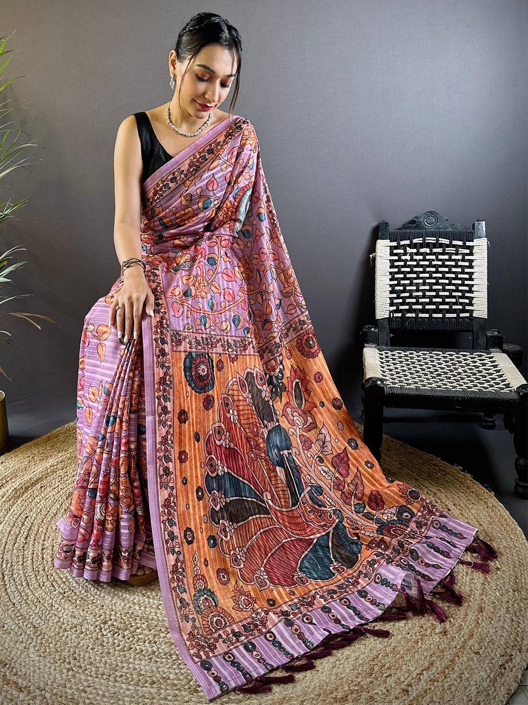 Blush Pink Kalamkari Saree by My Store