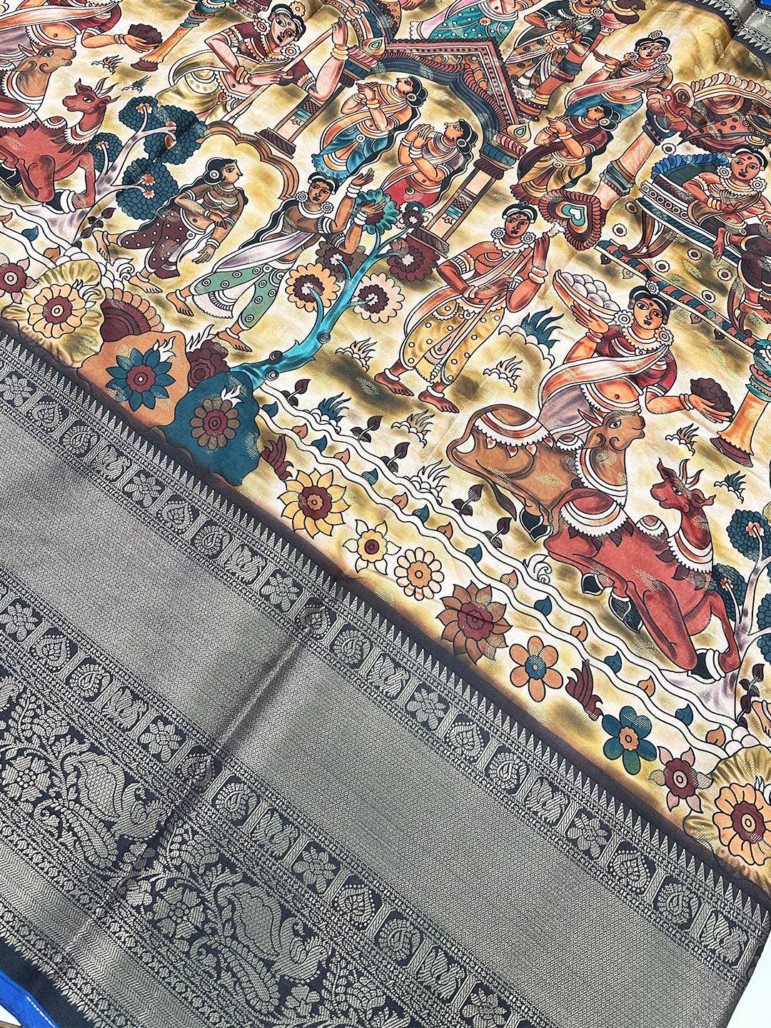 Heritage Bloom Kalamkari Silk Saree