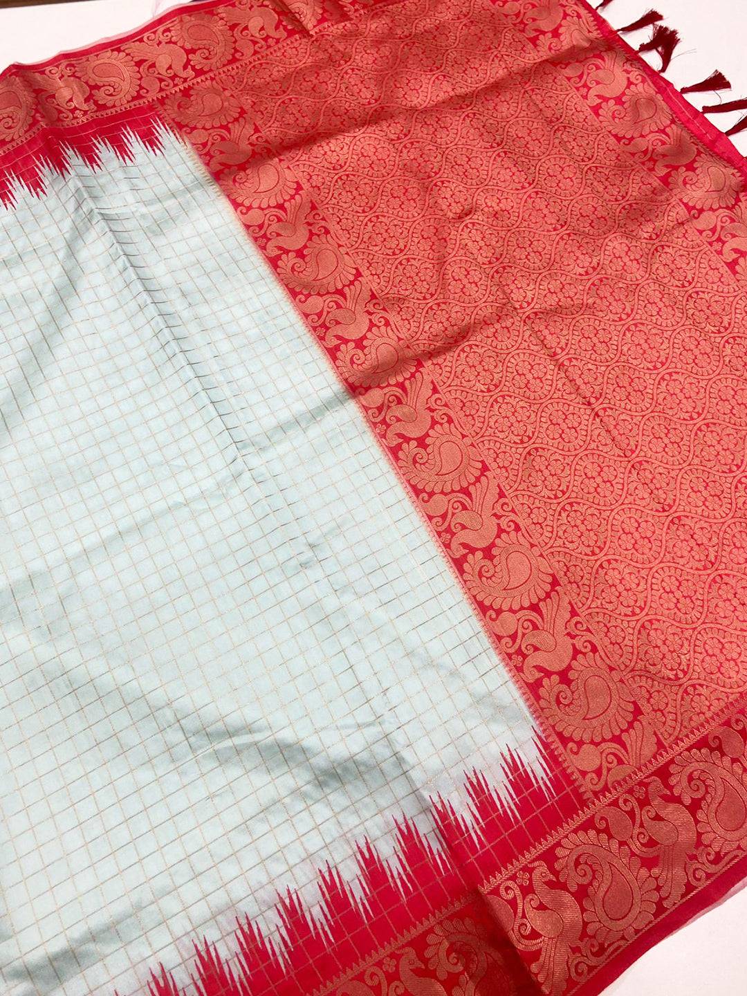 Cupric Sulfate Soft Silk Gadwal Weaving Saree by My Store