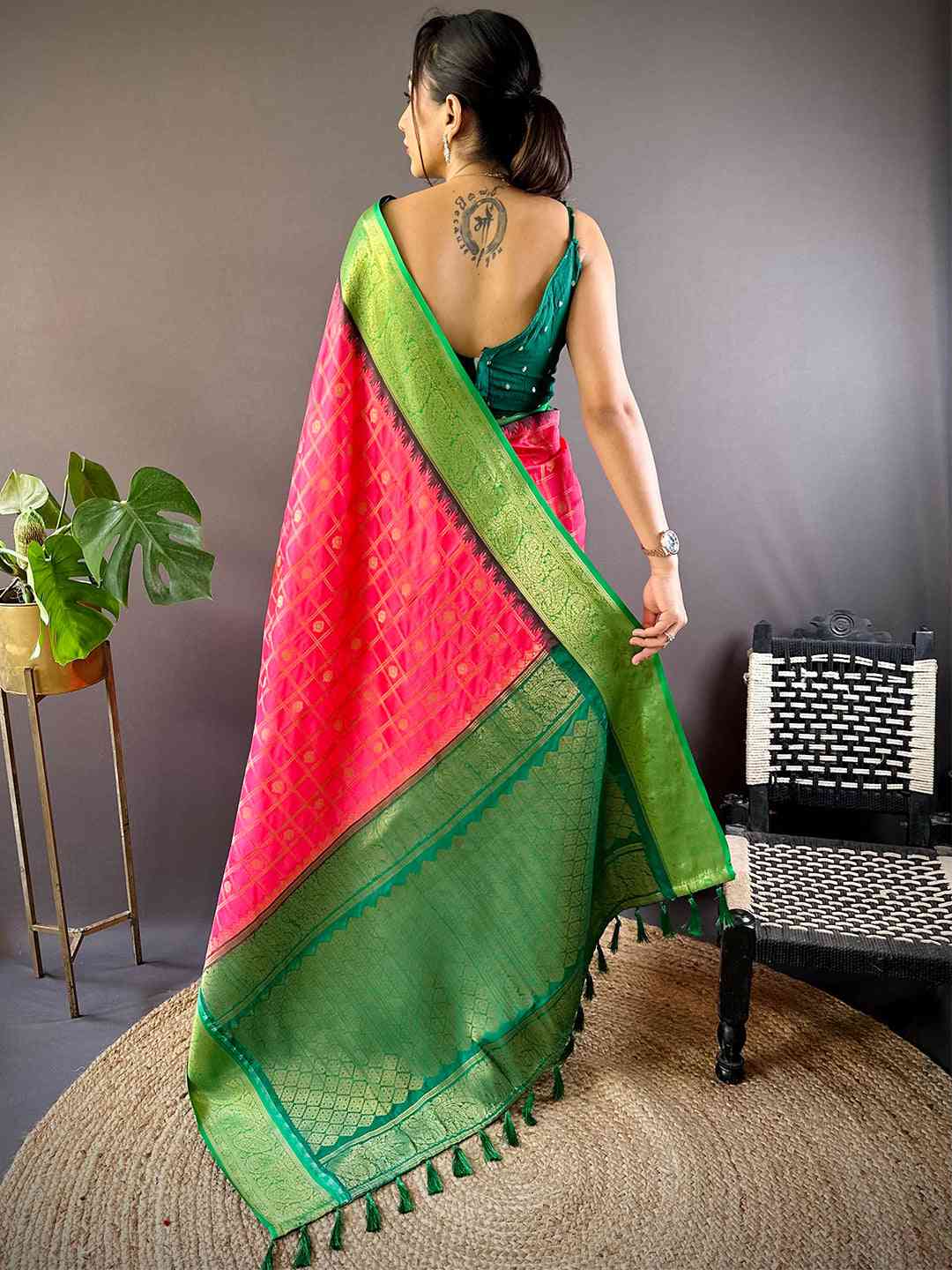 Blush Pink Kovai Banarasi Silk Saree by My Store