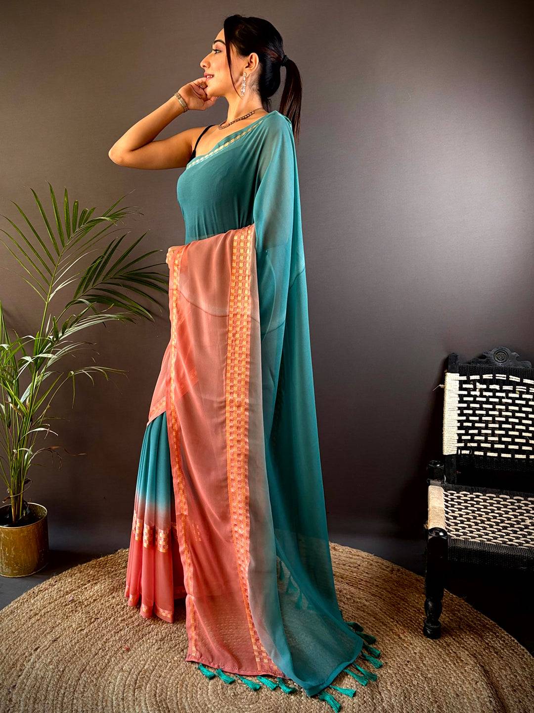 Rama Soft Georgette Concept Colour Saree by My Store