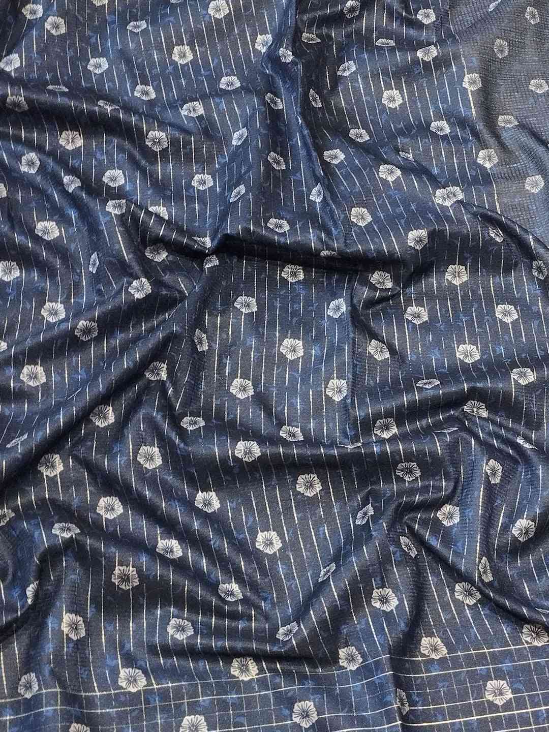 Satin Kota Doria Saree With Kalamkari Digital Print In Purple Colour by My Store