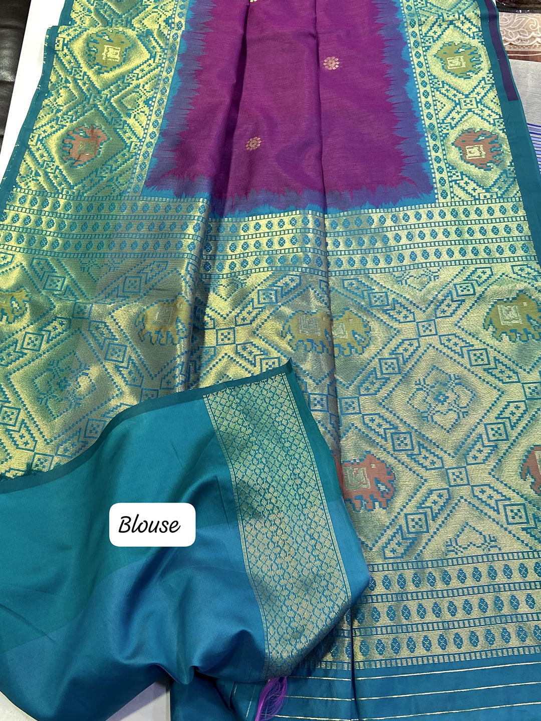 Royal Purple Silk Zari Weaving Saree by My Store