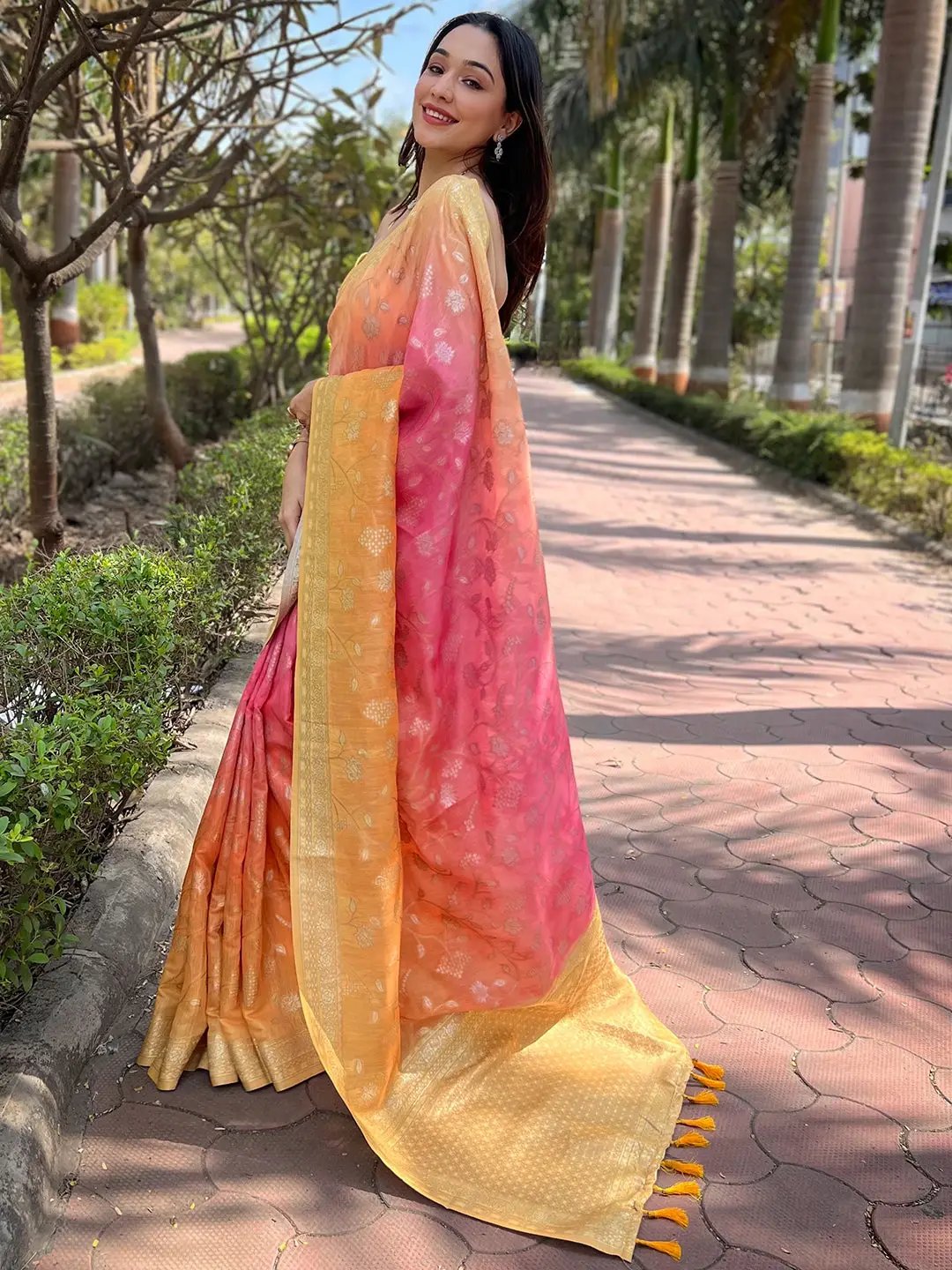 Bollywood Soft Slub Silk With Pure Zari And Lakhnavi Badla Weaving by My Store