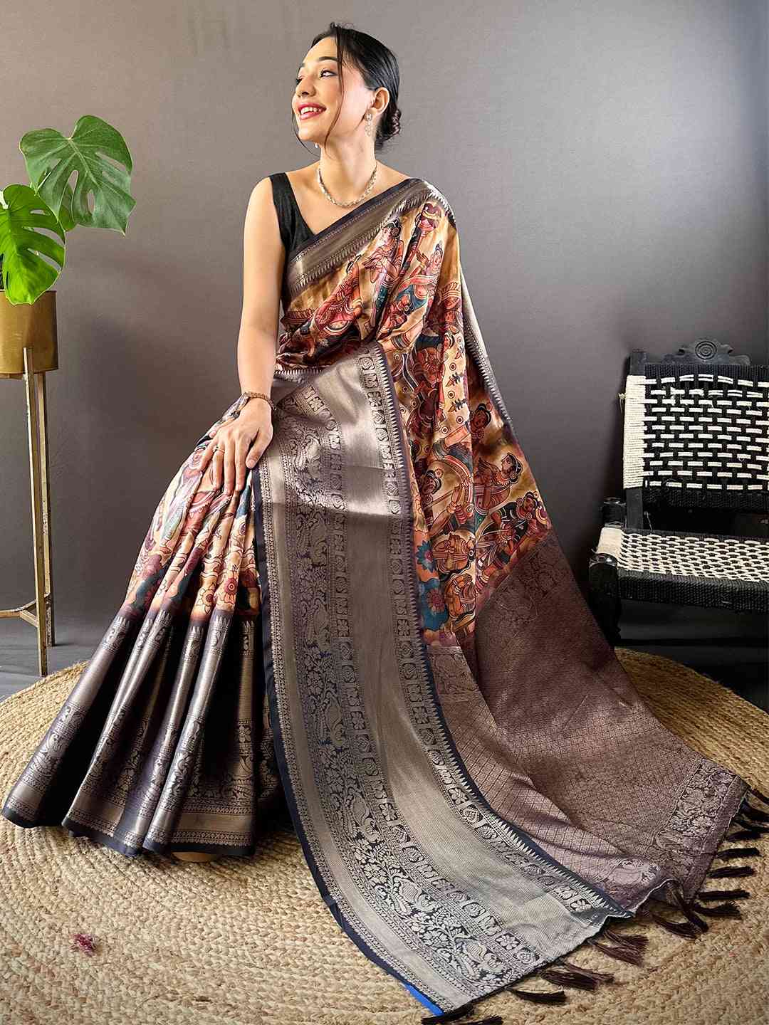 Heritage Bloom Kalamkari Silk Saree