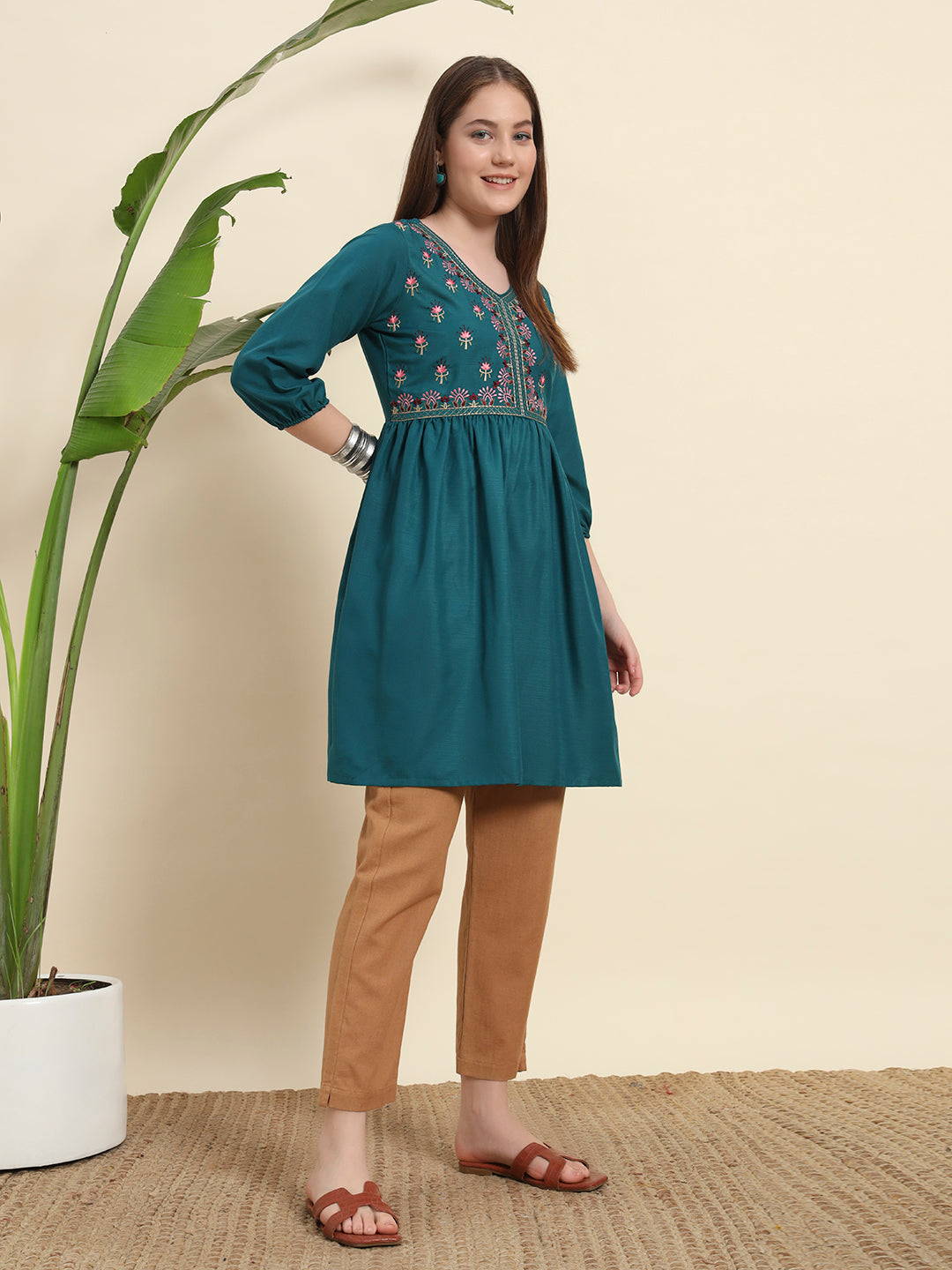 Trending Turqoise Short Kurti For Women