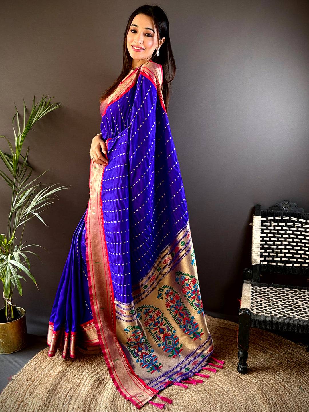 Purple Yeola Paithani Saree with Zari Weaving - Luxe by My Store