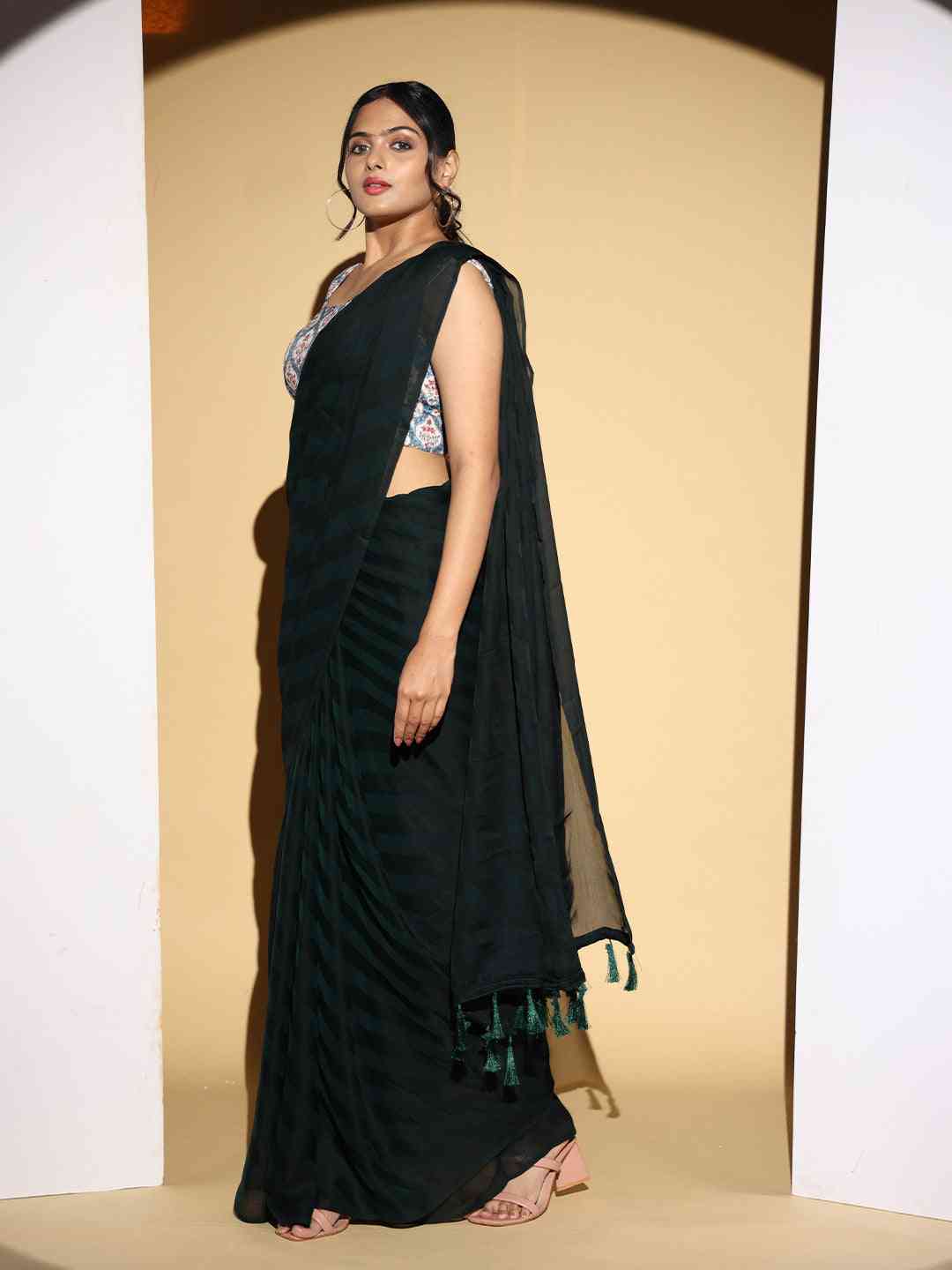 Pure Chiffon Dual Tone Designer Saree by My Store