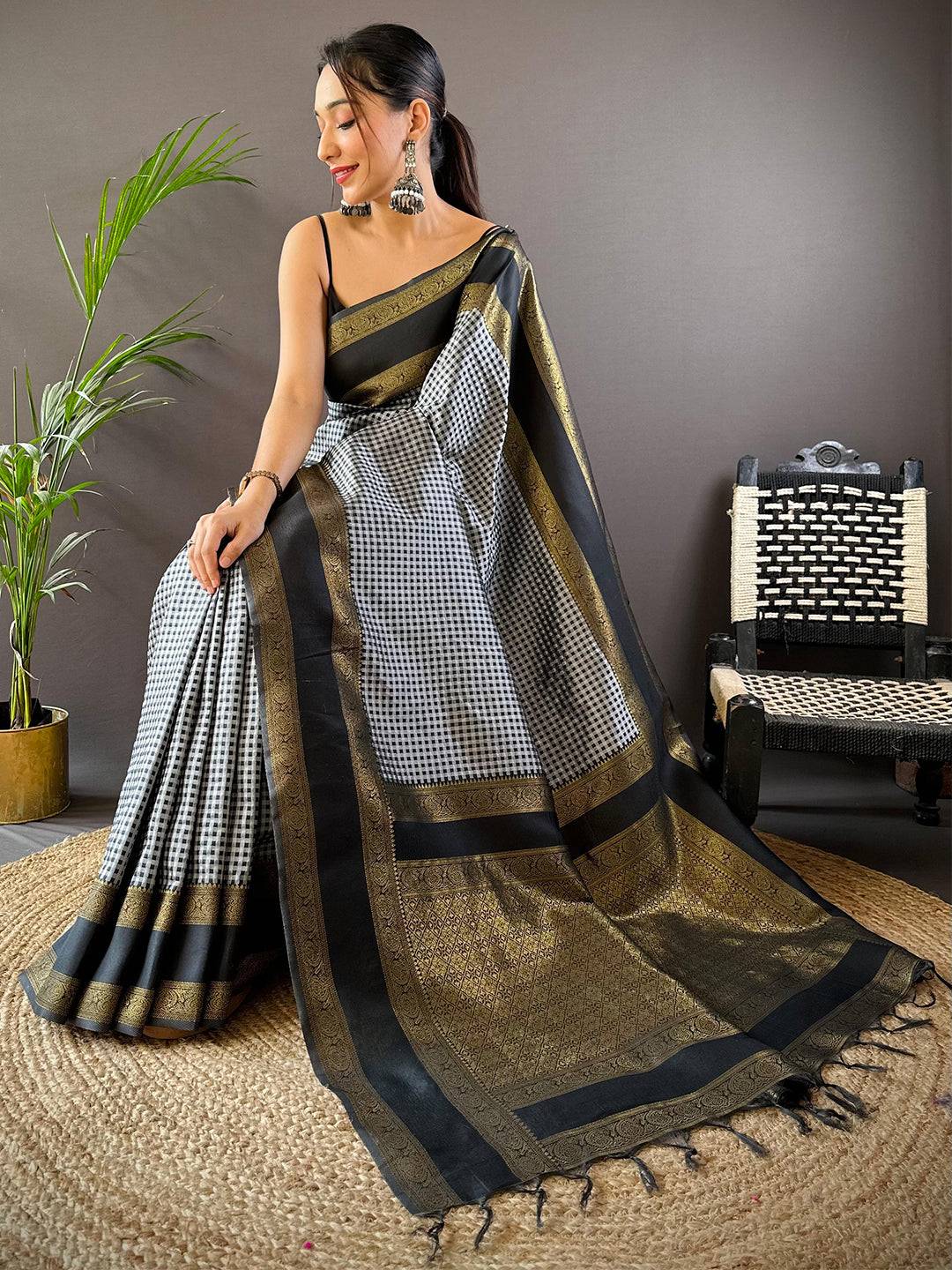 Exclusive Gold Zari Katan Silk Saree by My Store
