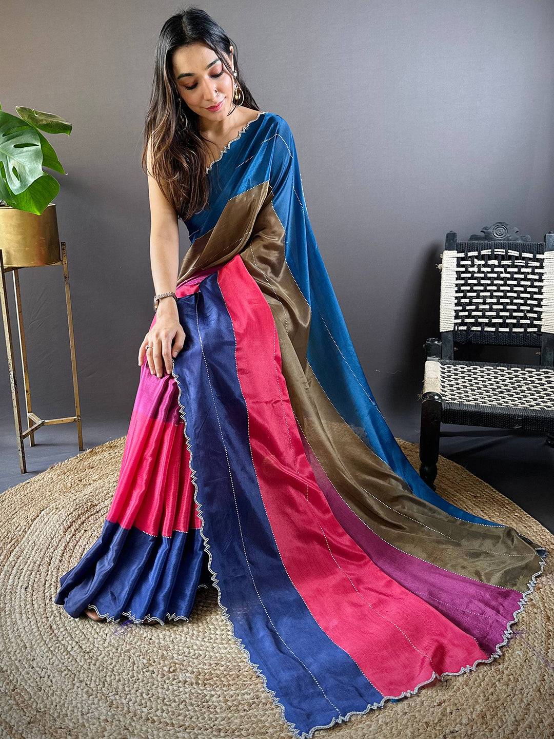 Radiant Multi Color Zarocan Saree by My Store