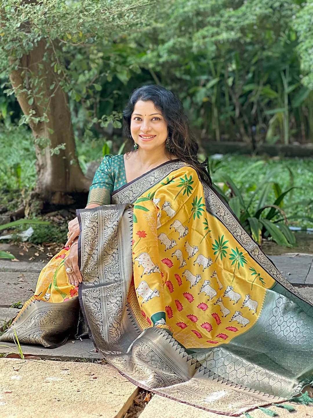 Yellow Pichwai Print Saree