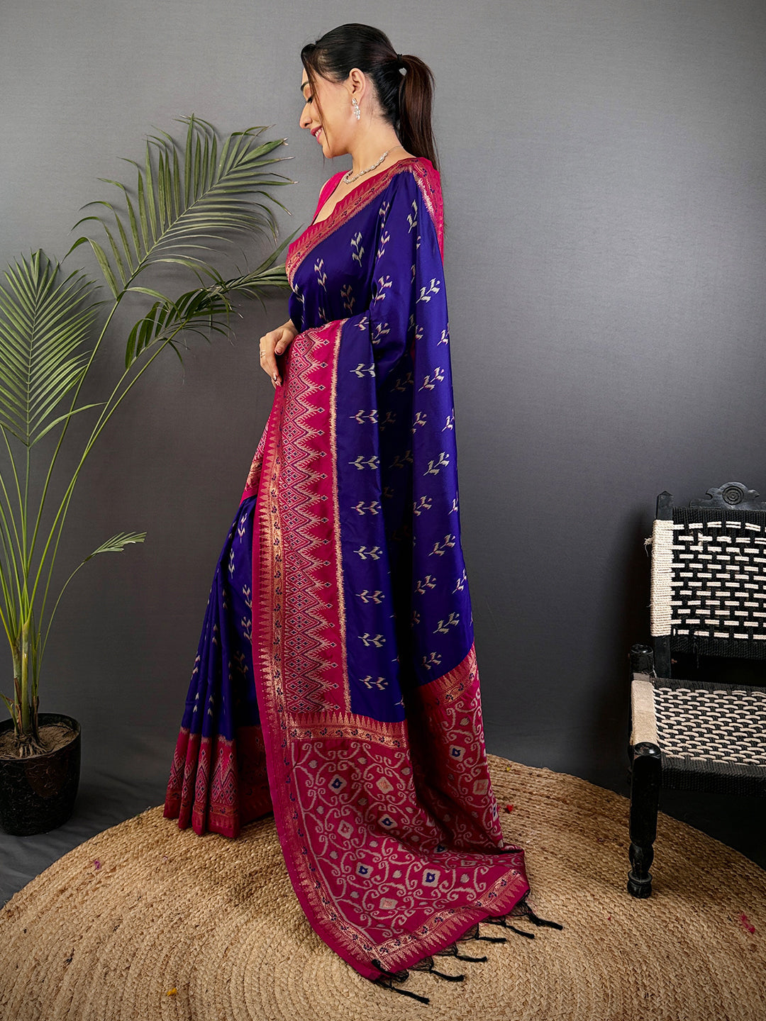 Regal Purple Soft Silk Ikkat Saree by My Store