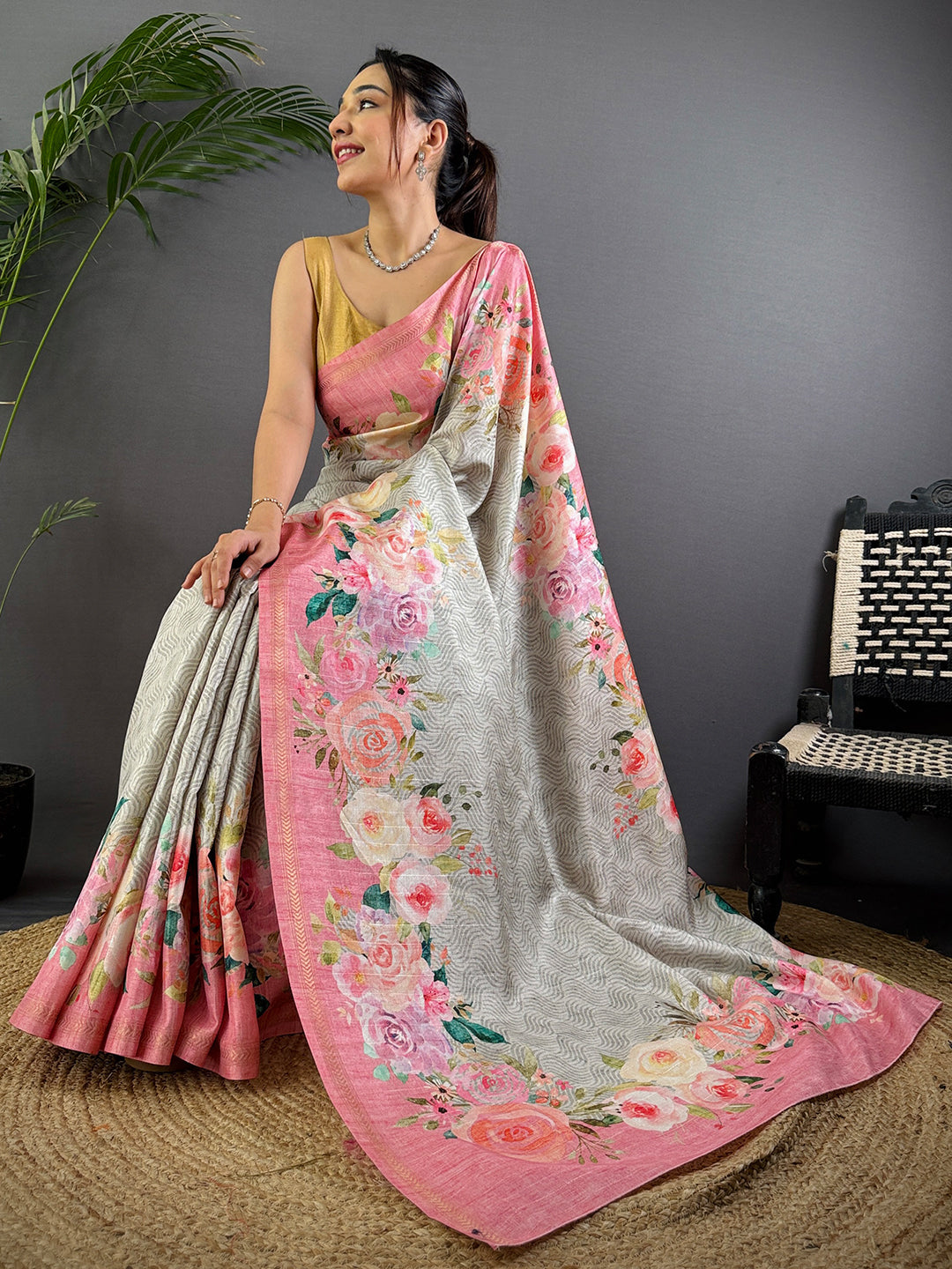Sky Tussar Ghicha Silk Saree by My Store