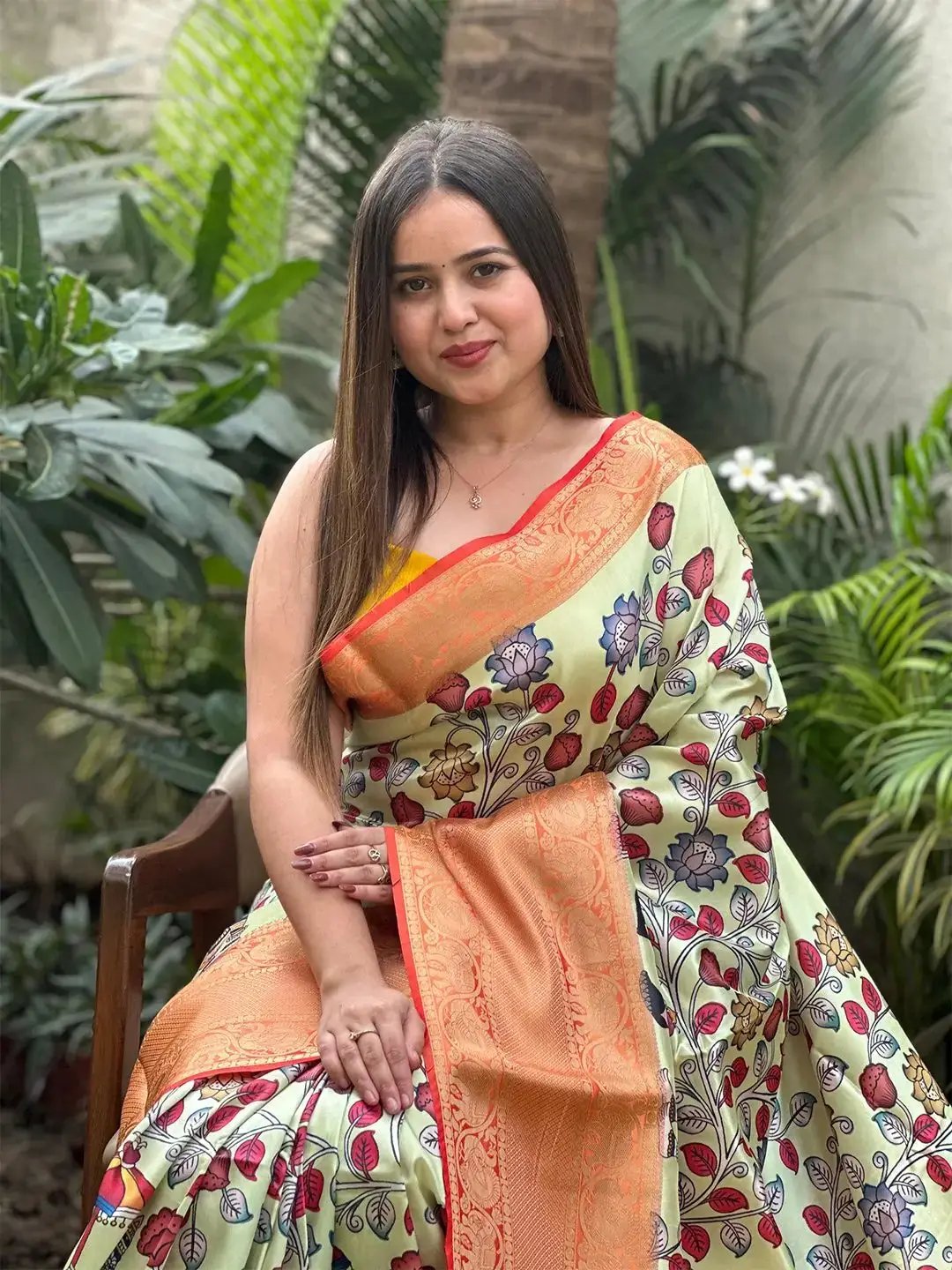 Soft Silk Kalamkari Digital Print Saree by My Store