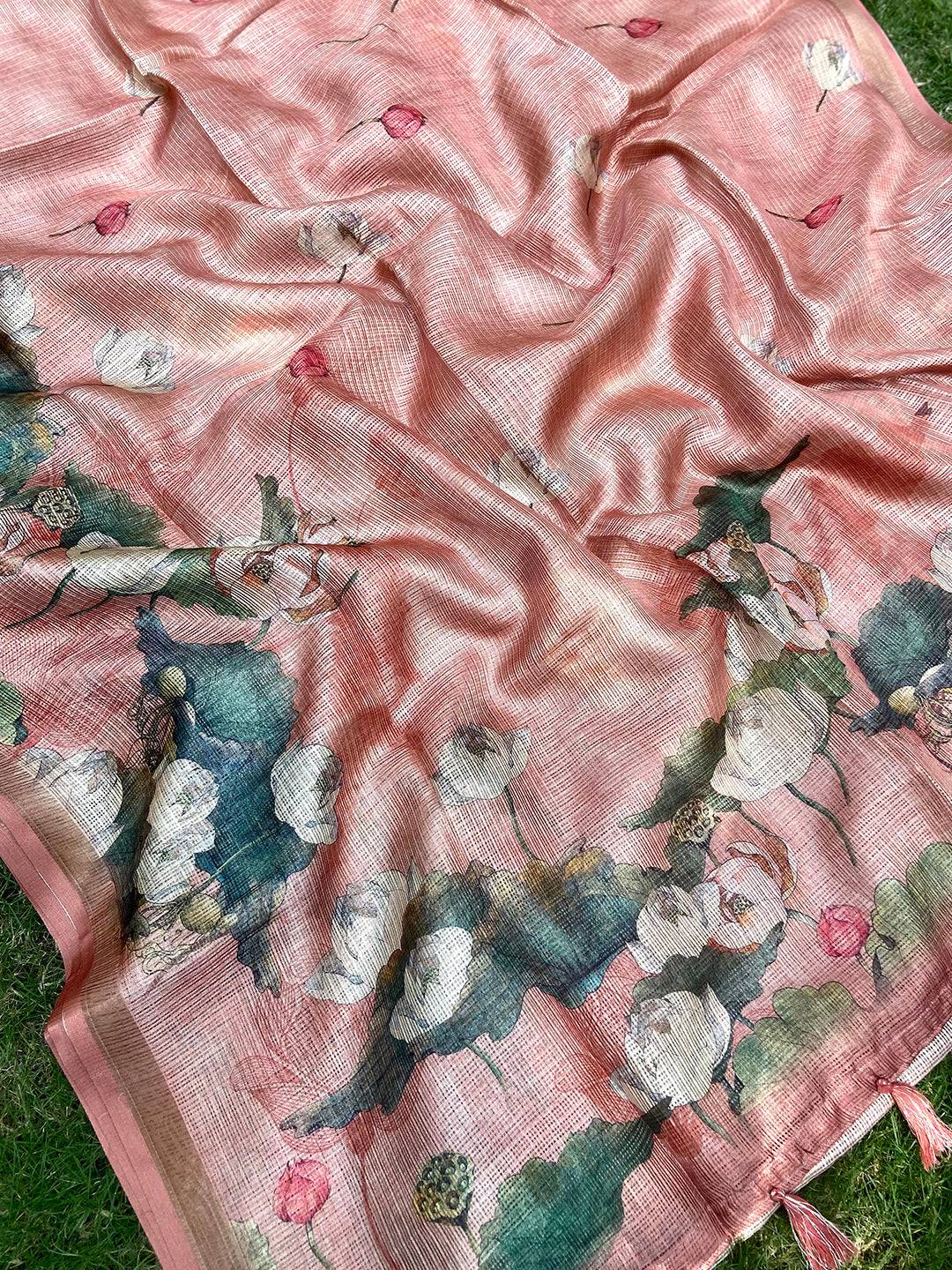Bollywood Muvel Soft Kota Doriya Silk Saree With Flower Print by My Store