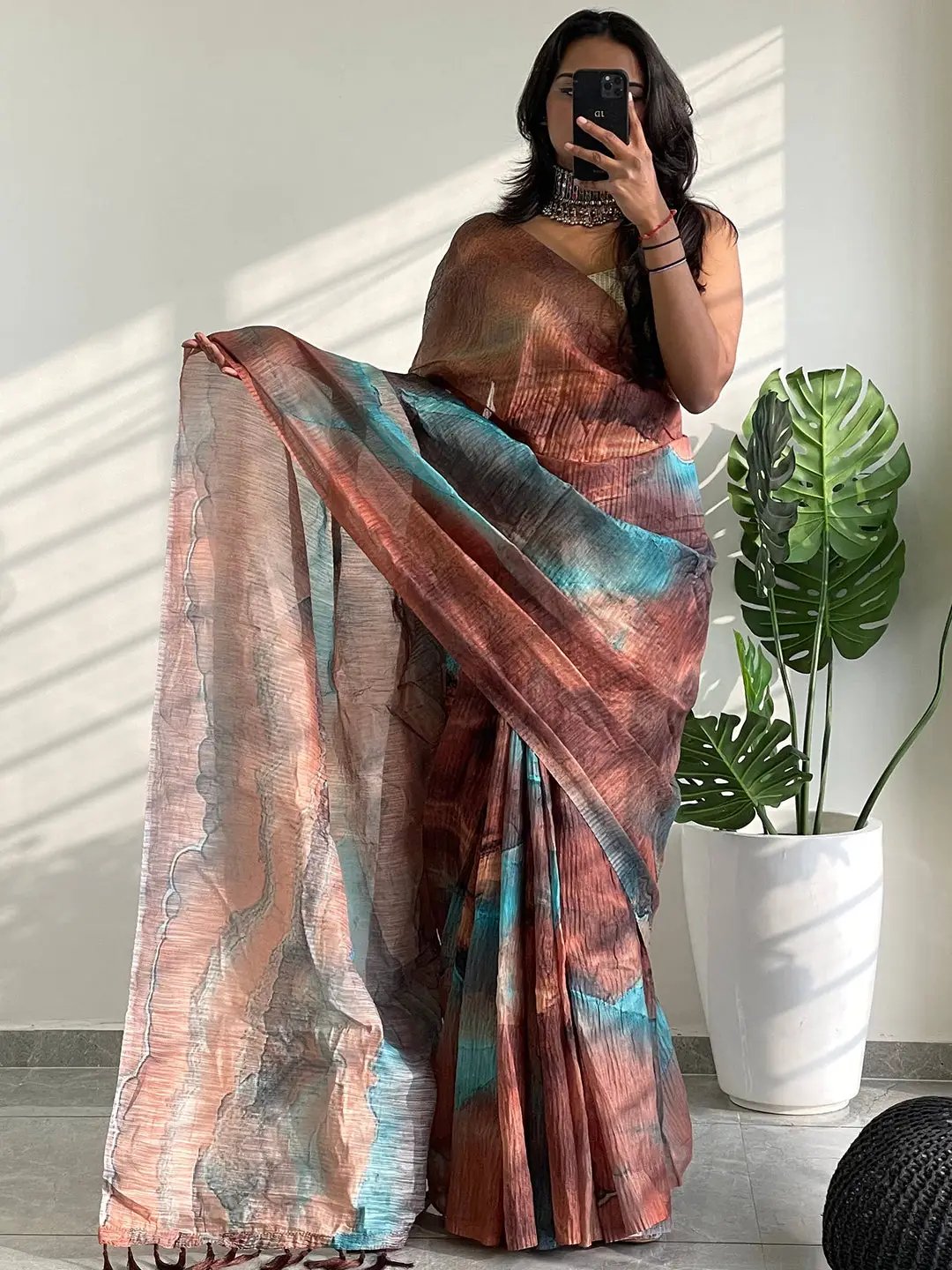 Elevate Your Style with Multy Colored Print Bollywood Design Crash Saree by My Store