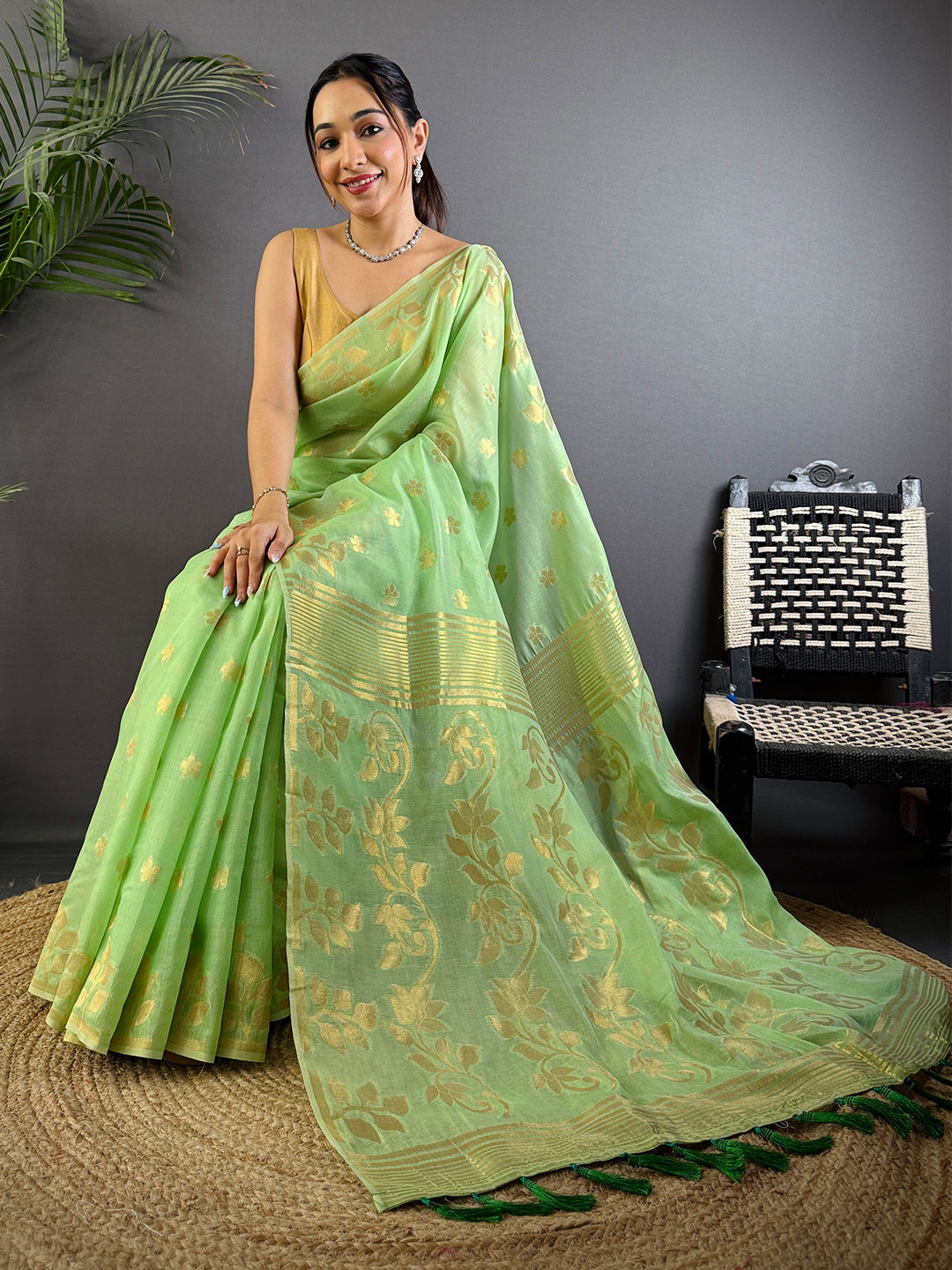 Elegant Essence Cotton Silk Dhakai Saree by My Store