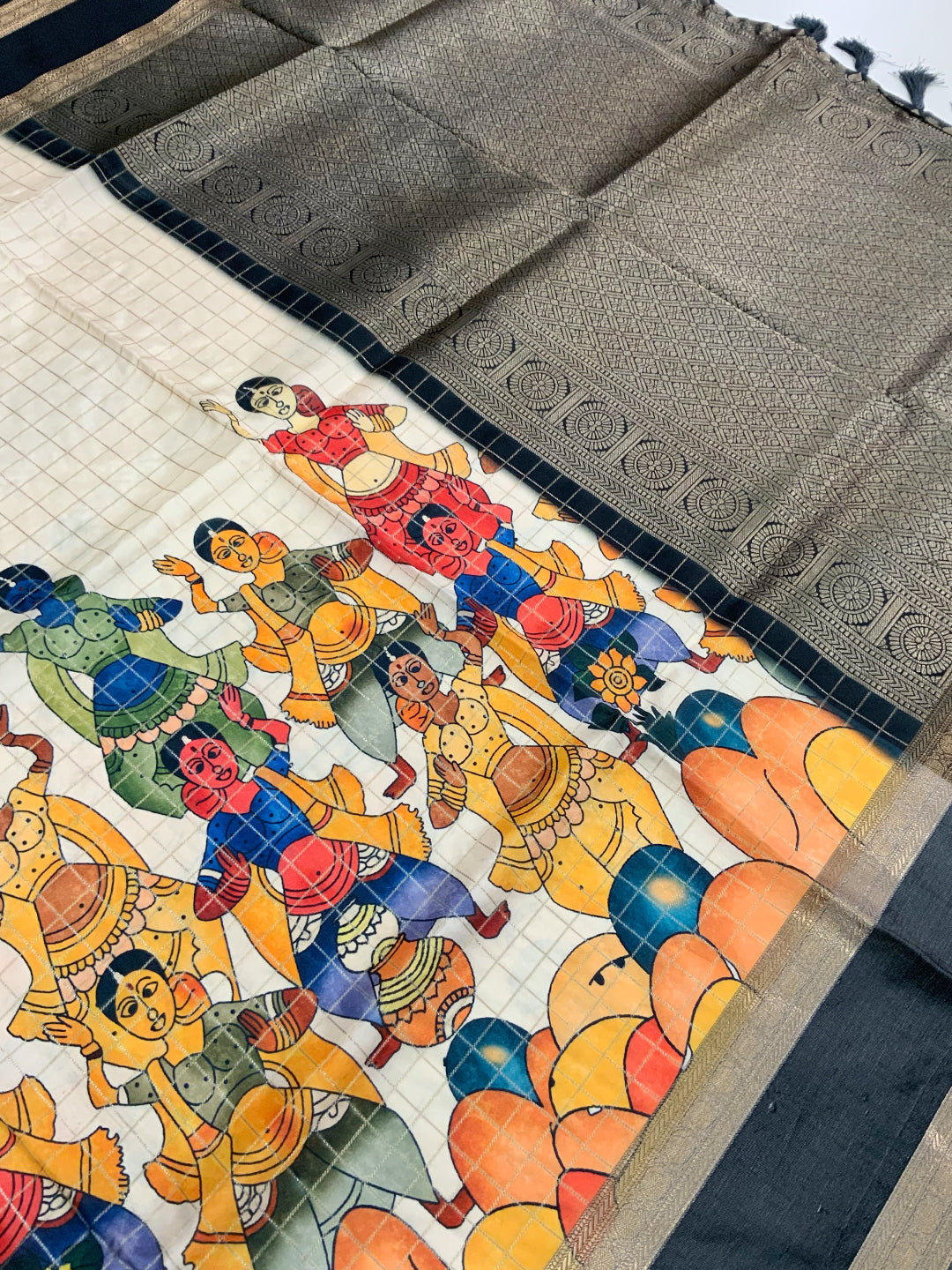 Heritage Kalamkari Satin Bentex Gadwal Saree by My Store