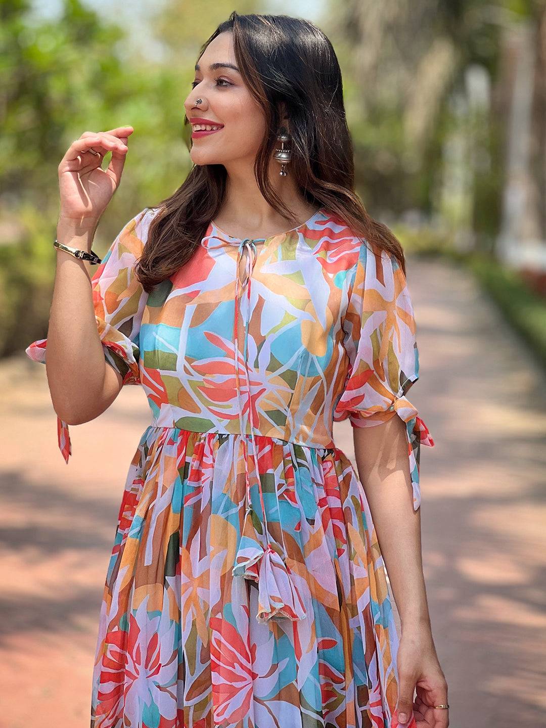 Rainbow Abstract Printed Dress by My Store