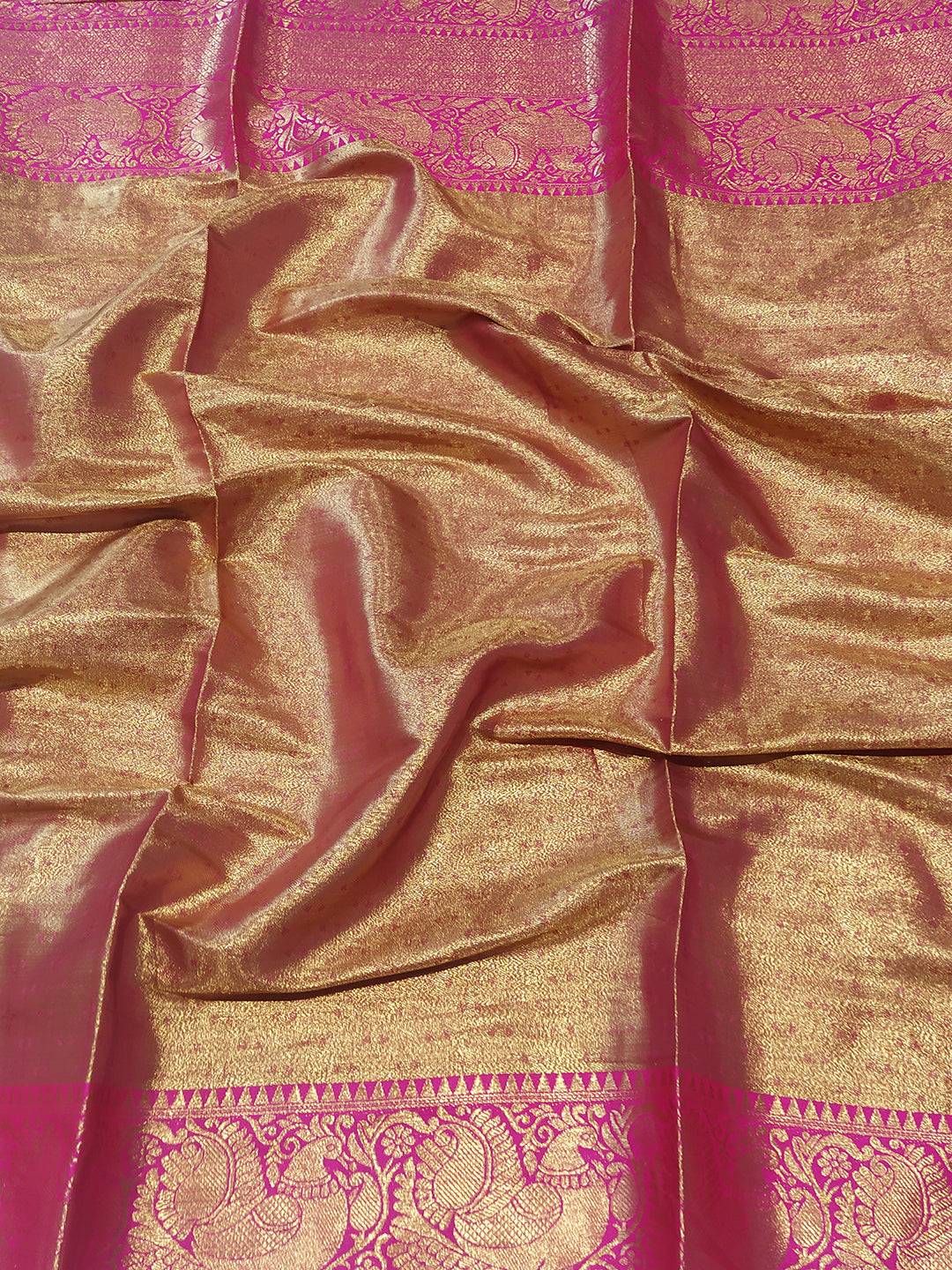 Off White Colour Banarasi One Grm Tissue Silk Festive Wear Saree by My Store