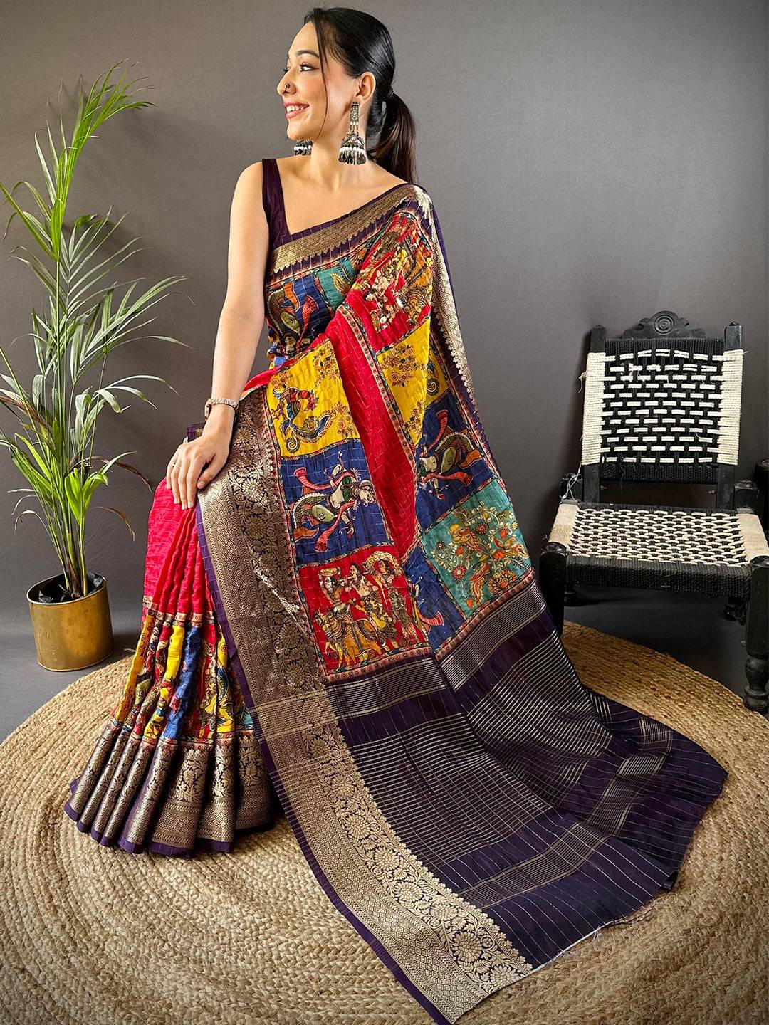 Patchwork Grace Viscose Dola Silk Saree by My Store