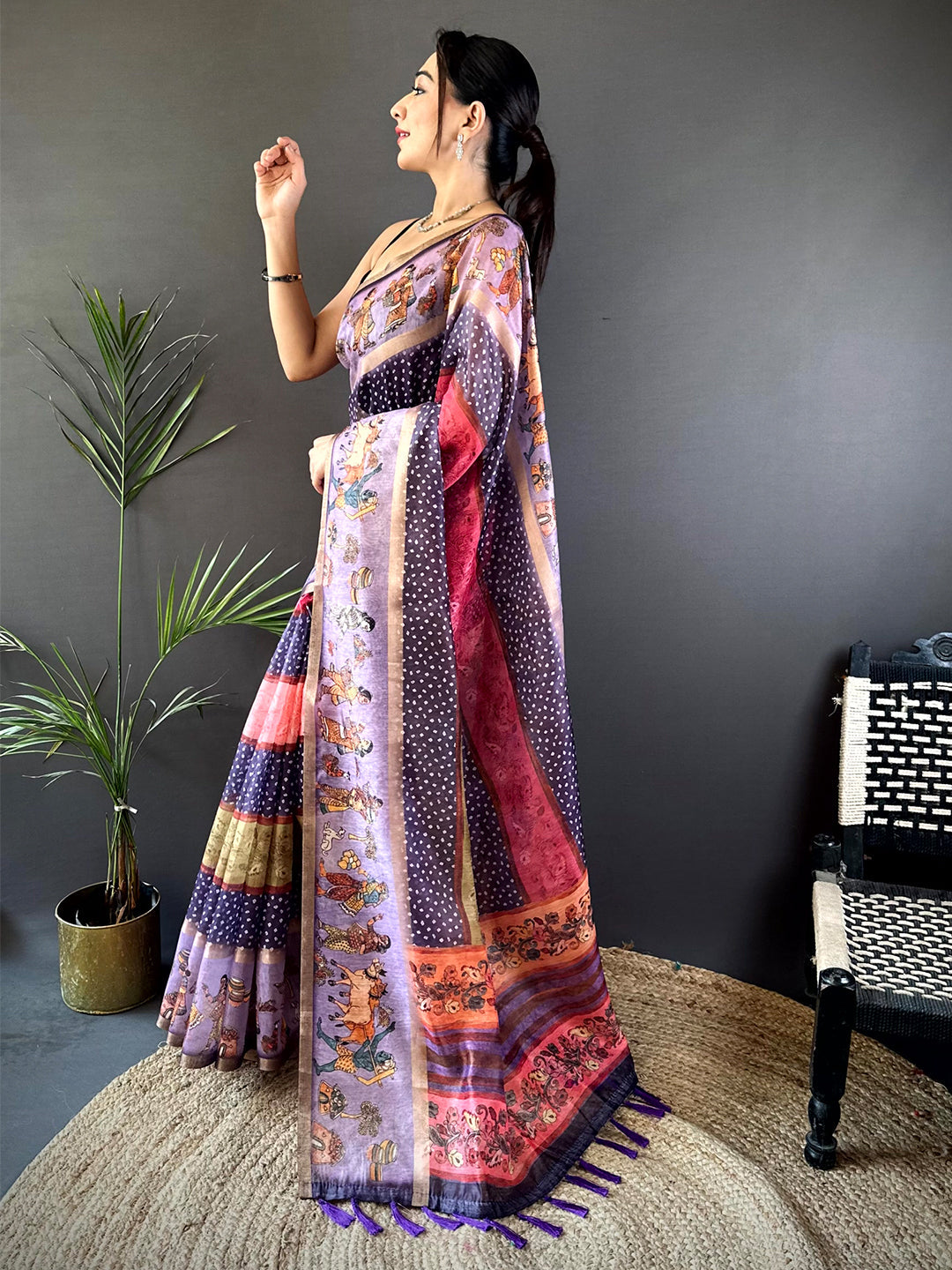 Heritage Soft Chanderi Cotton Bandhej Print Saree by My Store