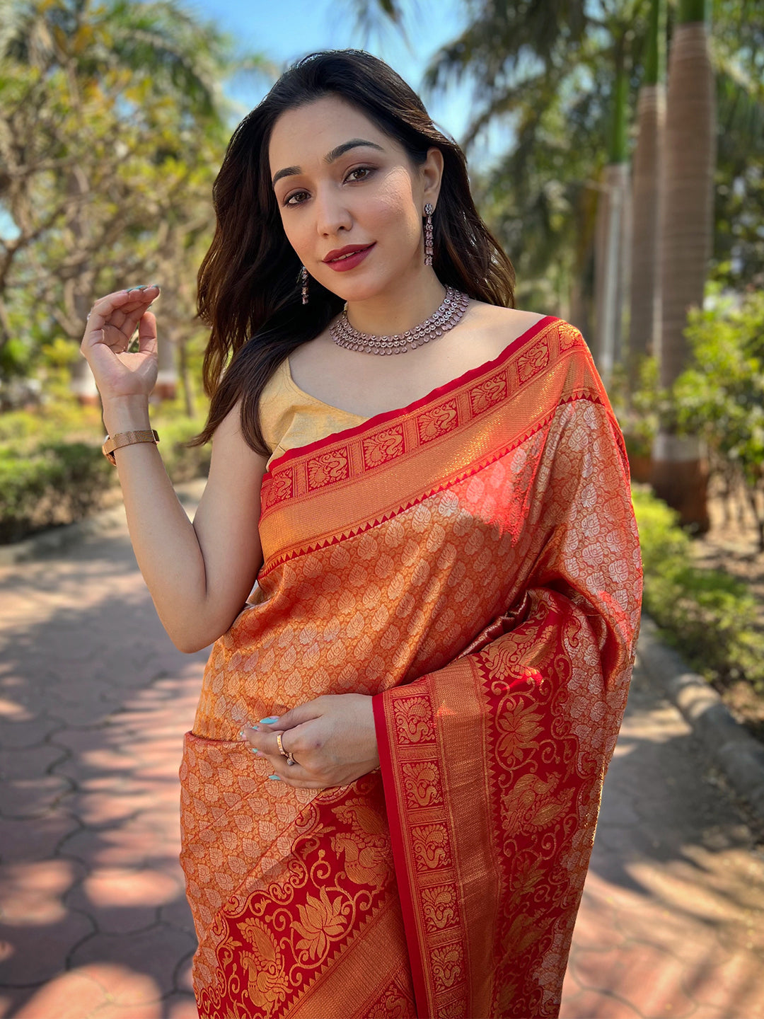 Latest One Gram Gold Tissue Kanjivaram Soft Silk Saree by My Store