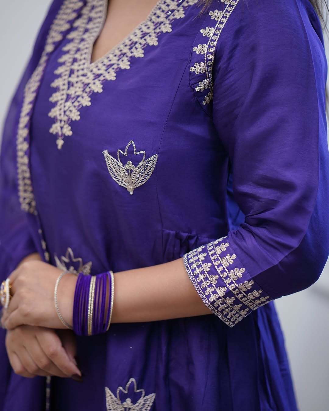 Women's Rayon Blend Anarkali Solid Kurta with Pant & Dupatta
