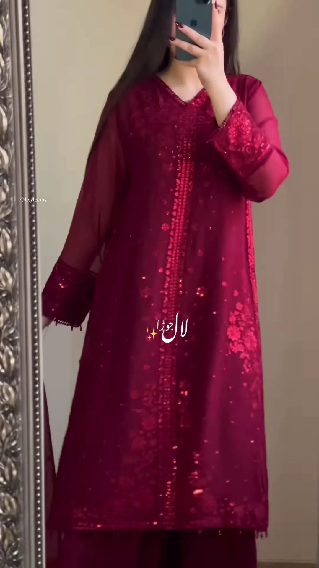Burgundy Sequin Embellished Kurta - My Store