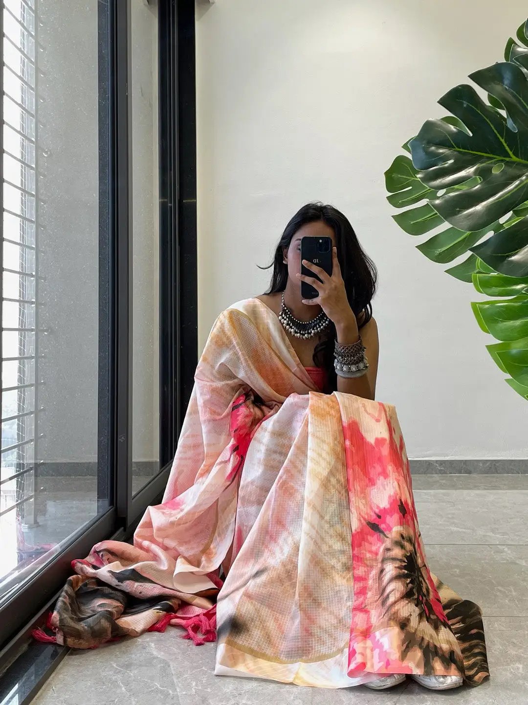 Tie dye Digital printed Doria Designer Party Wear Saree in Multicolours