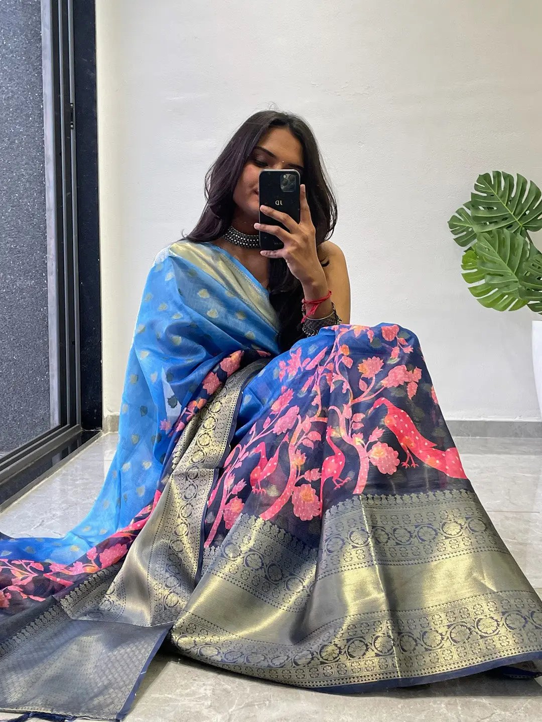 Hybrid Kalamkari Printed Kota Doriya Saree by My Store