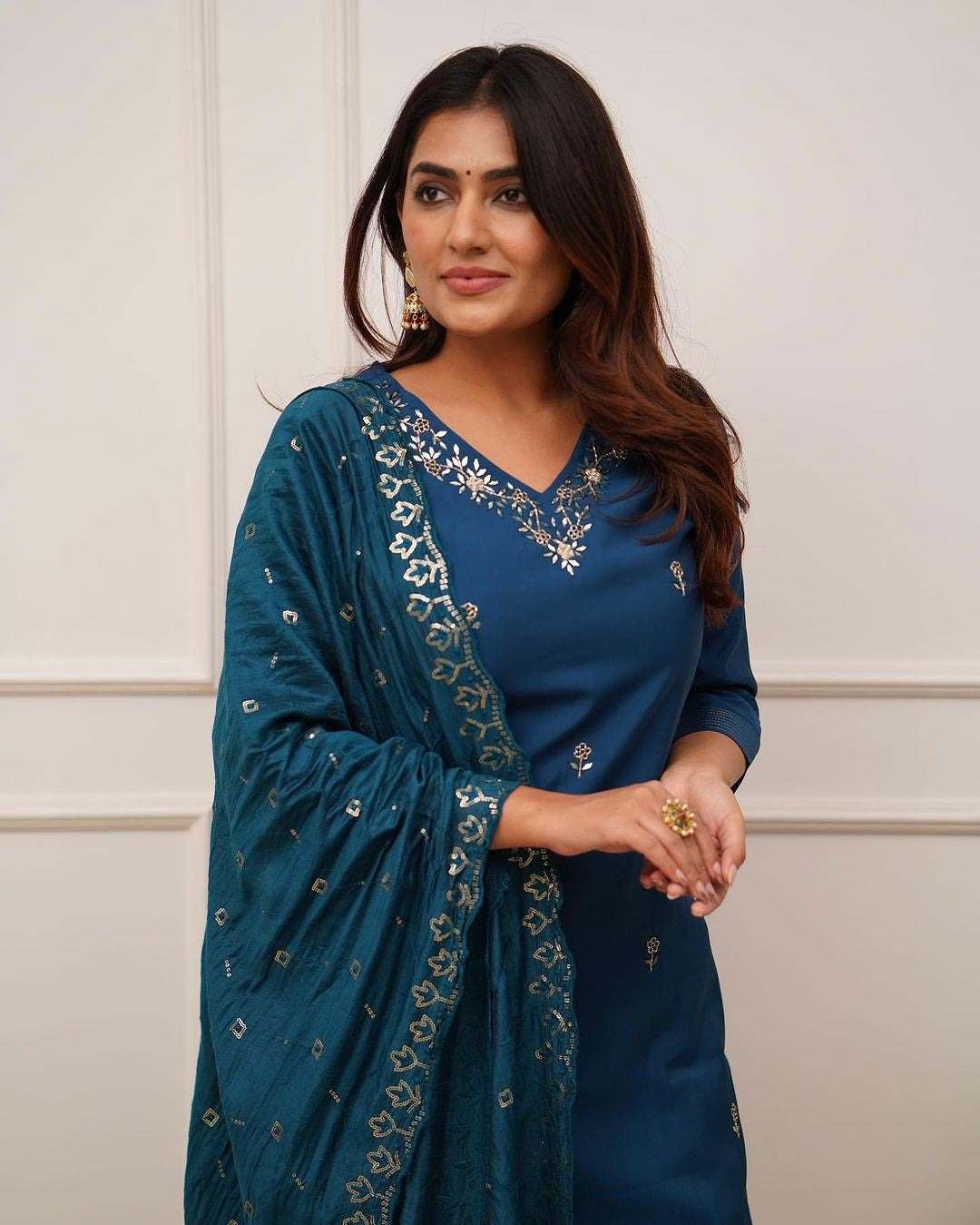 Festival Wear Viscos Blue Kurta Set