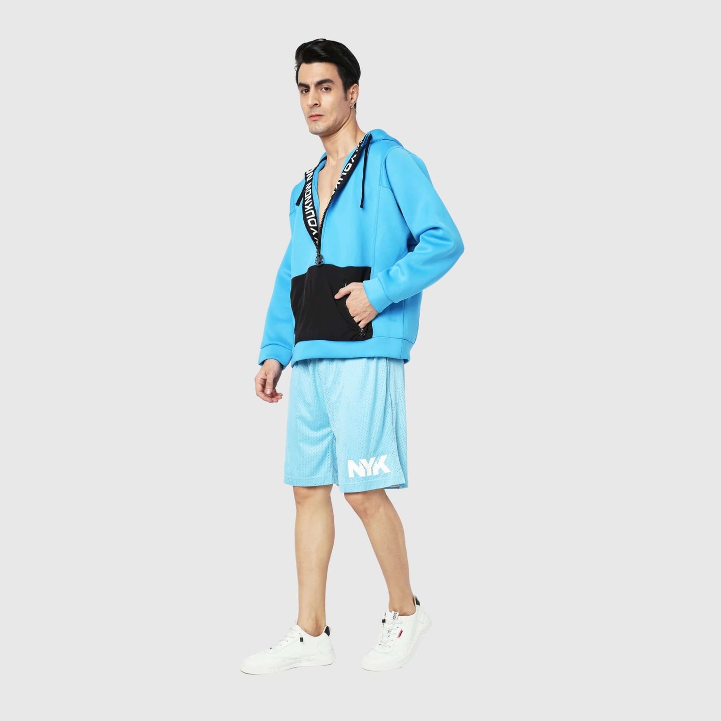 Blue Solid Relaxed Fit Shorts