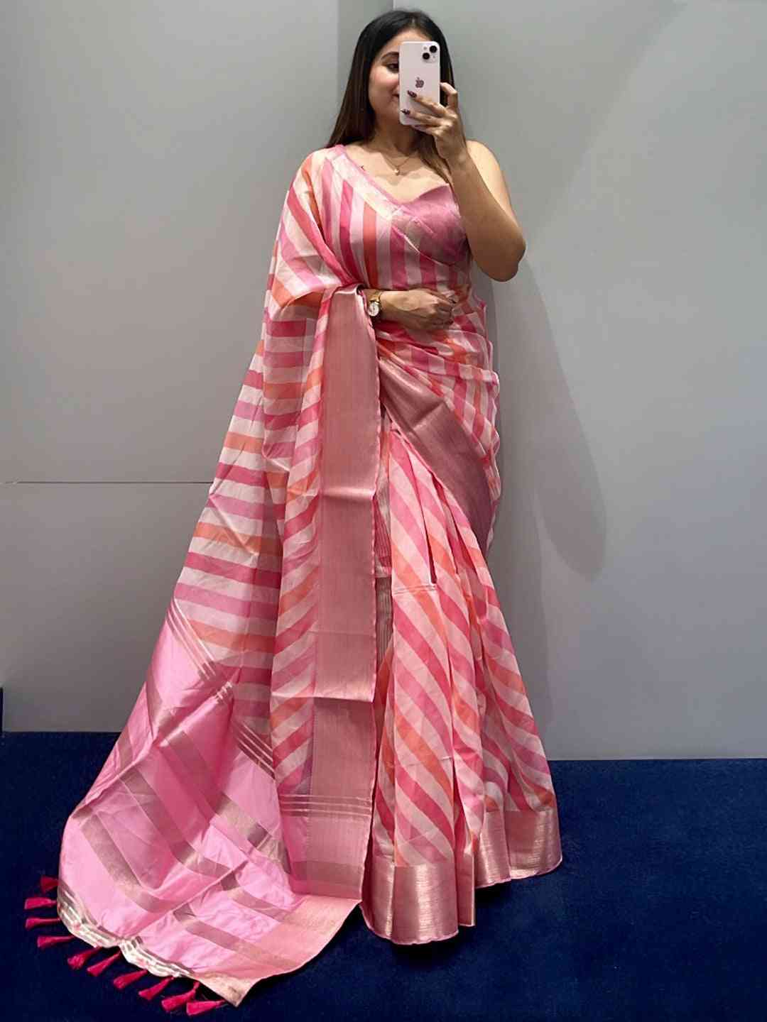 Soft Organza Leheriya Digital Print Saree by My Store