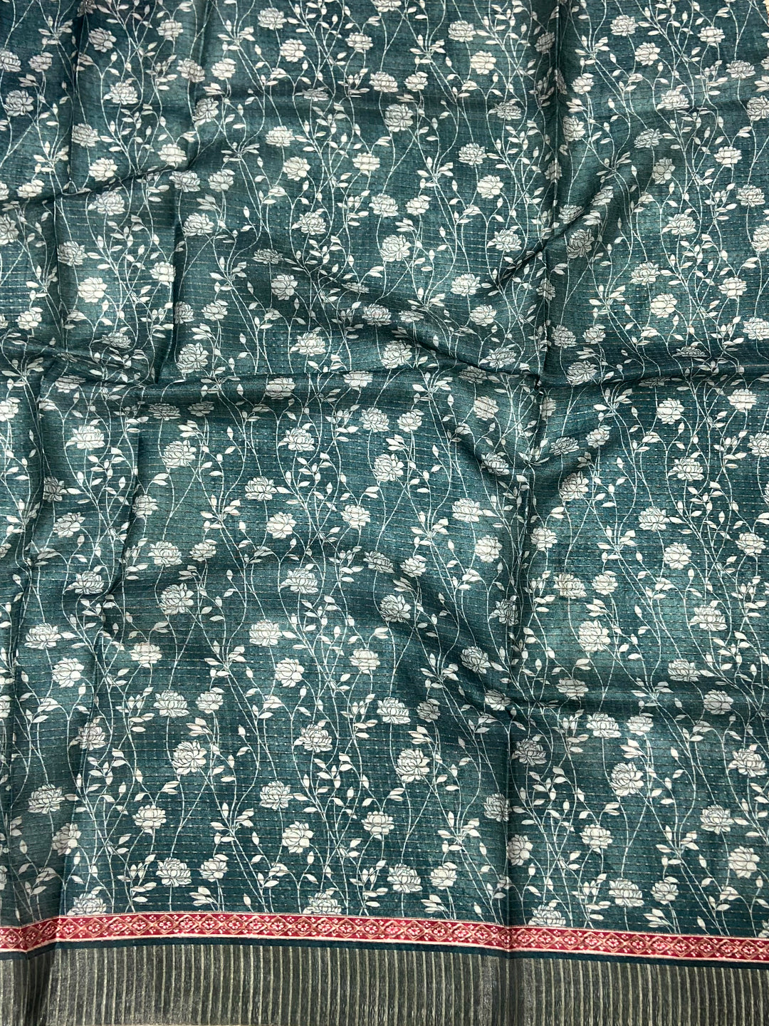 Sky Blue Soft Silk Floral Digital Saree by My Store