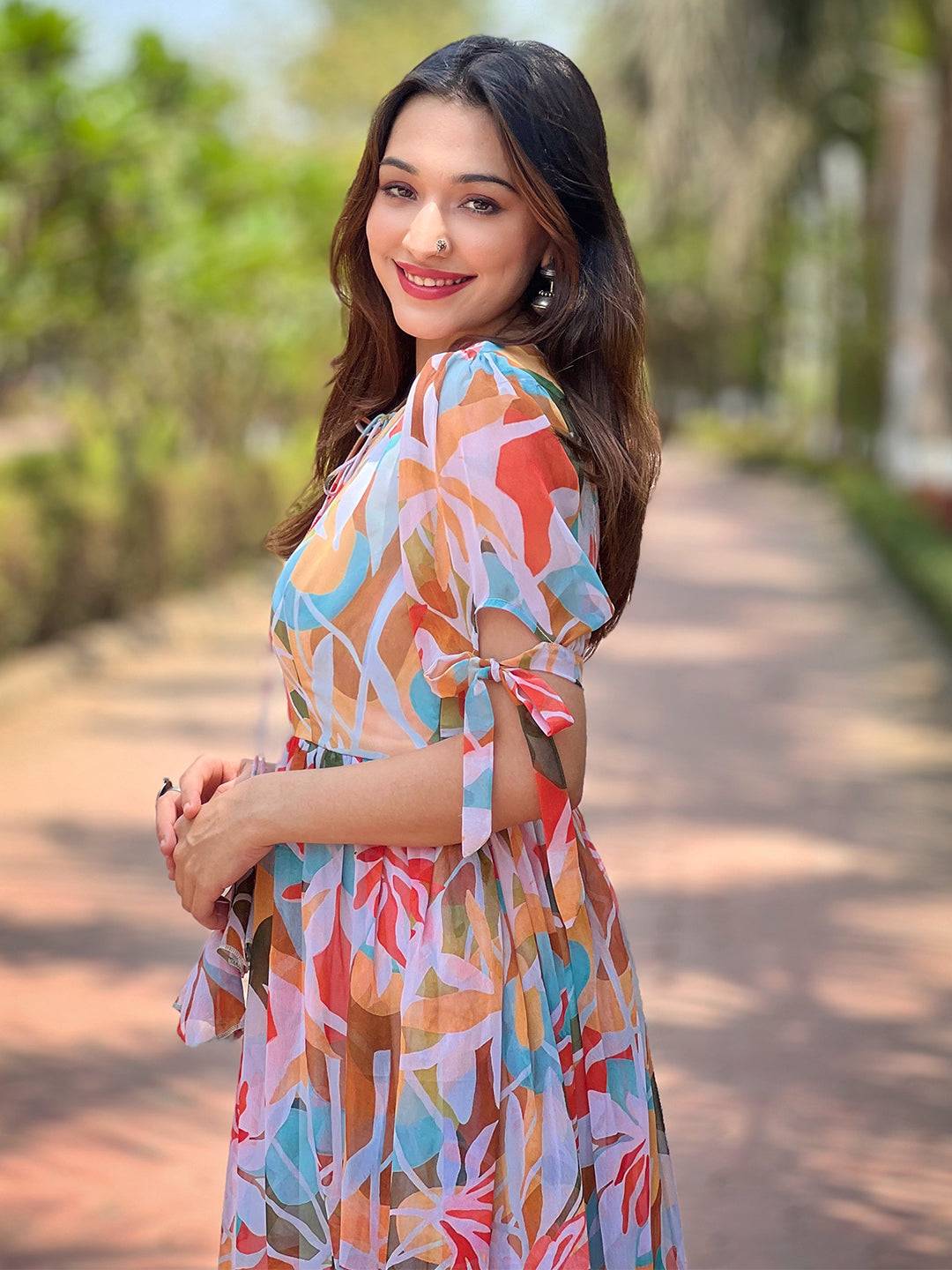 Rainbow Abstract Printed Dress by My Store