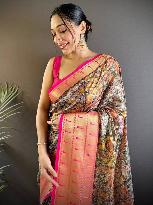 Kora Silk Madhubani Charm Saree by My Store