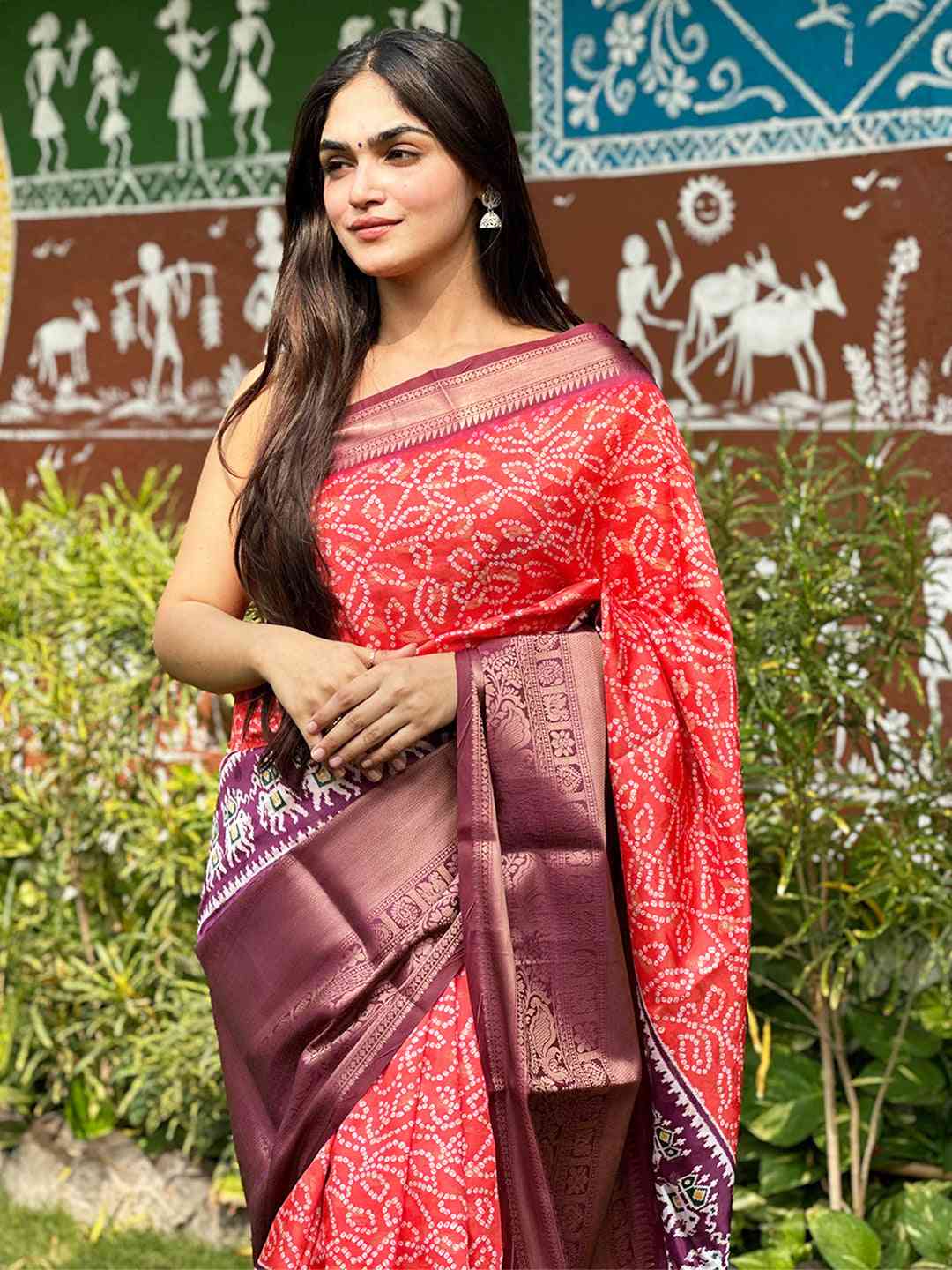 Soft Silk Bandhej Digital Printed Saree by My Store