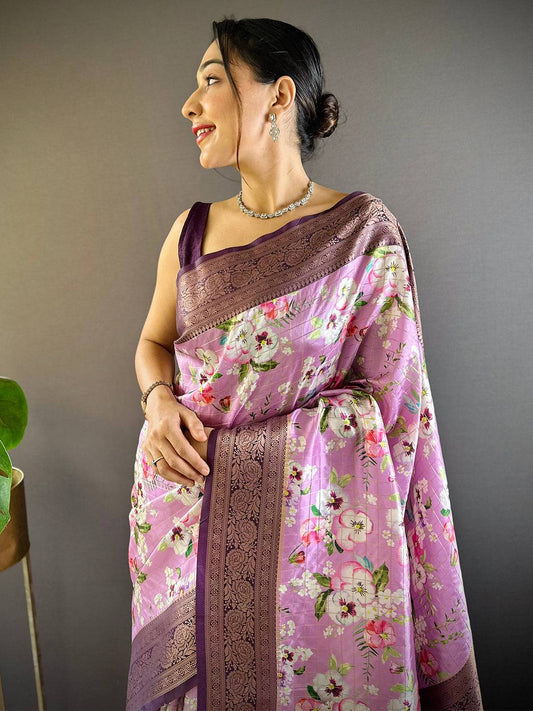 Lavender Bliss Floral Saree by My Store
