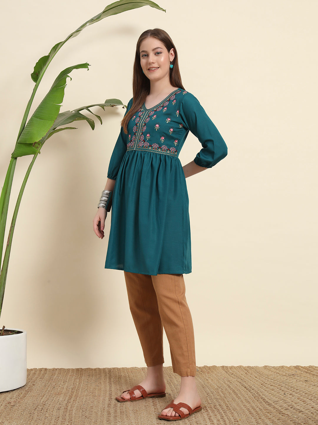Trending Turqoise Short Kurti For Women