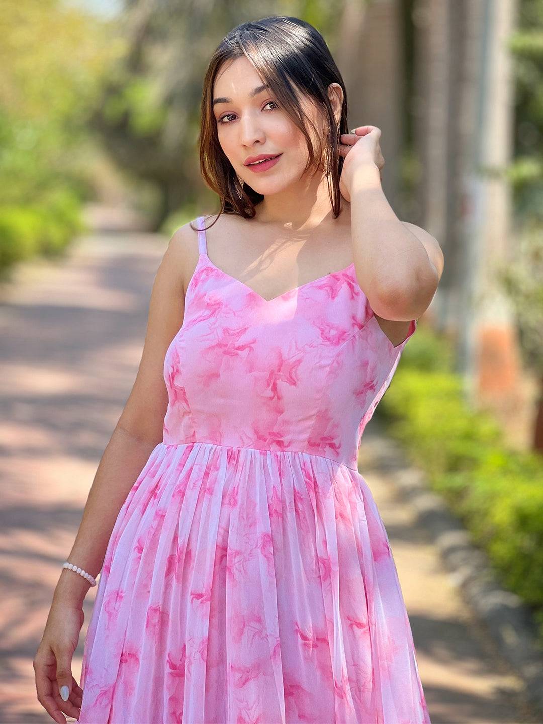 Blush Pink Batik Printed Dress by My Store