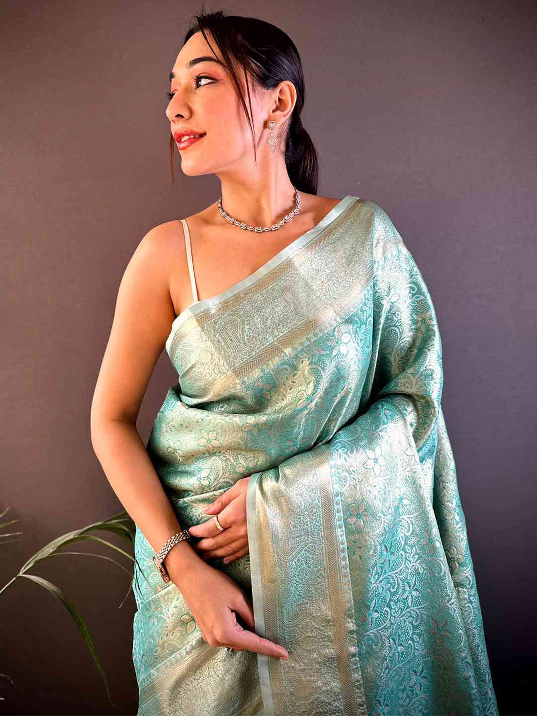 Light Pista Soft Kanjivaram Silk Saree by My Store