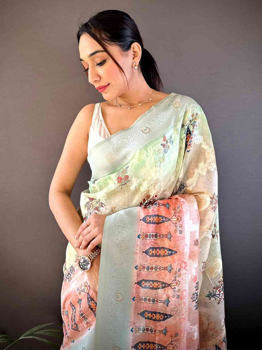 Lakhani Cotton Ombre Kalamkari Saree by My Store