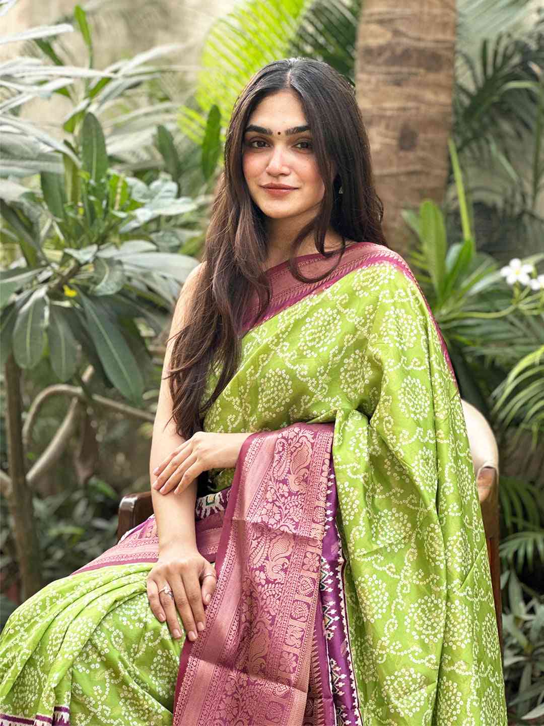 Soft Silk Bandhej Digital Printed Saree by My Store