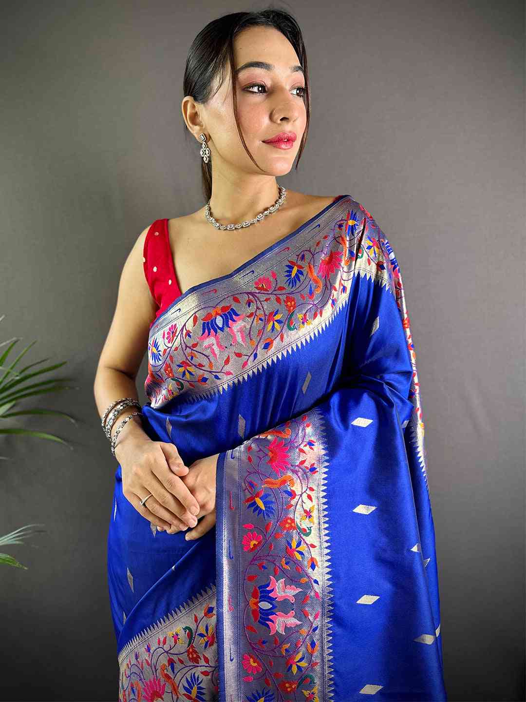 Blue Yevla Paithani Meenakari Saree by My Store