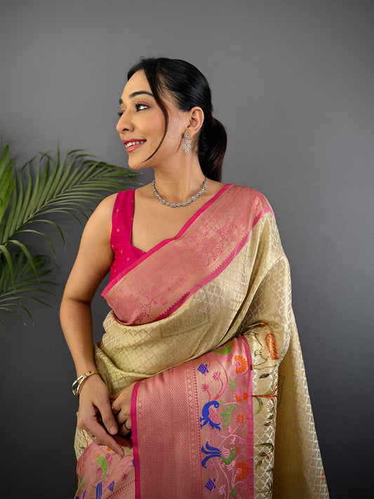 Heritage Kora Muslin Floral Kalamkari Saree by My Store
