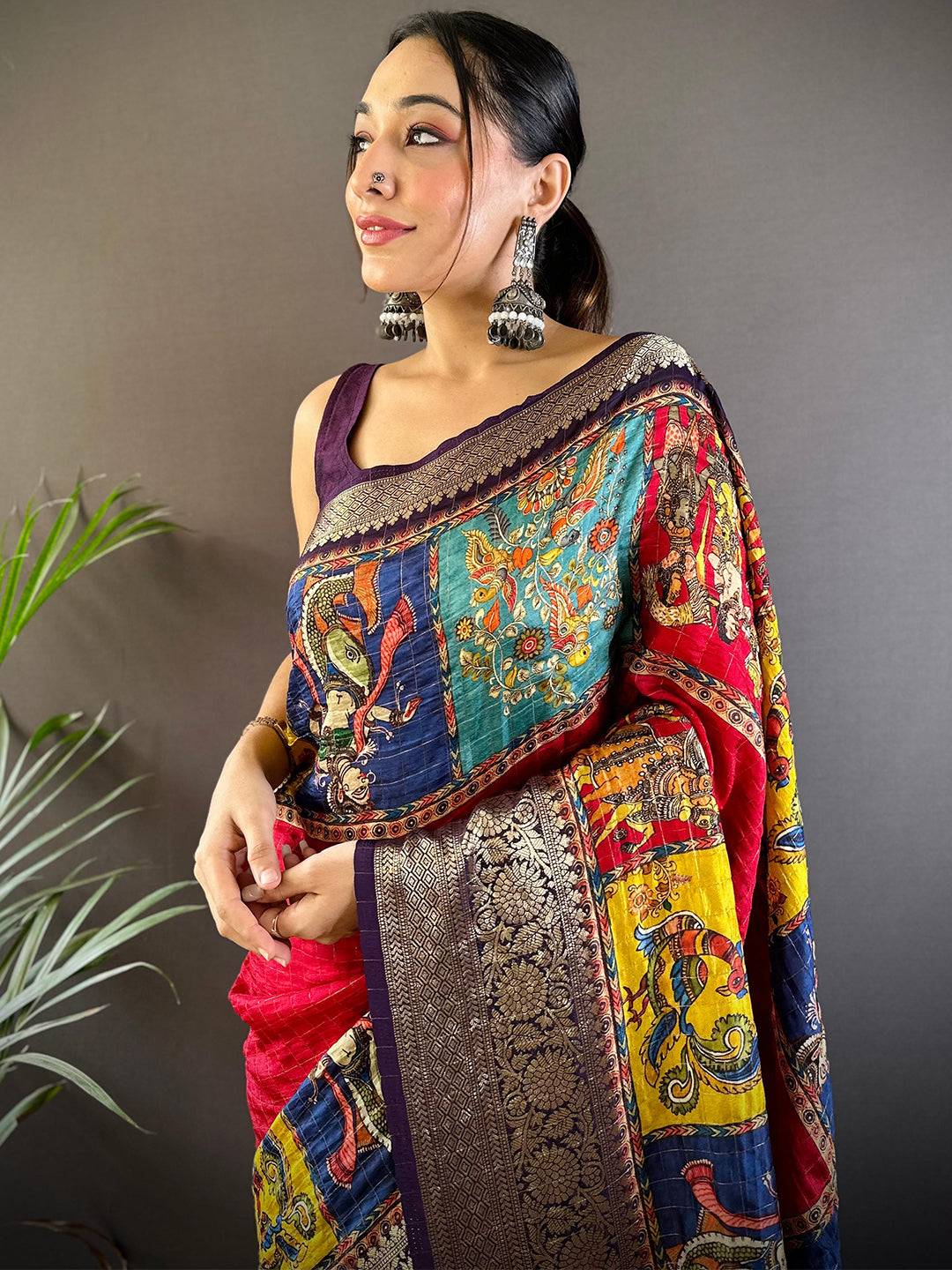 Patchwork Grace Viscose Dola Silk Saree by My Store